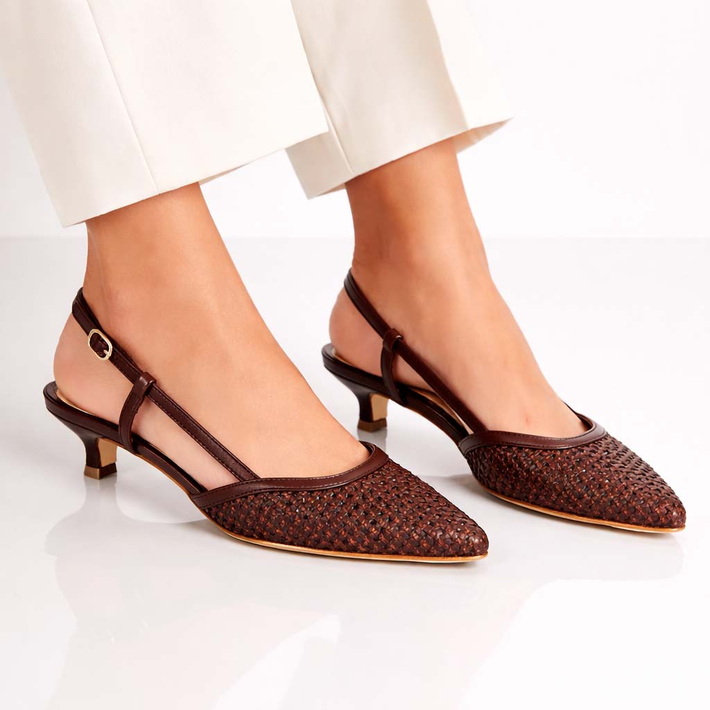 Leonardo Shoes Aminta Sandalo Slingback Moro Pelle