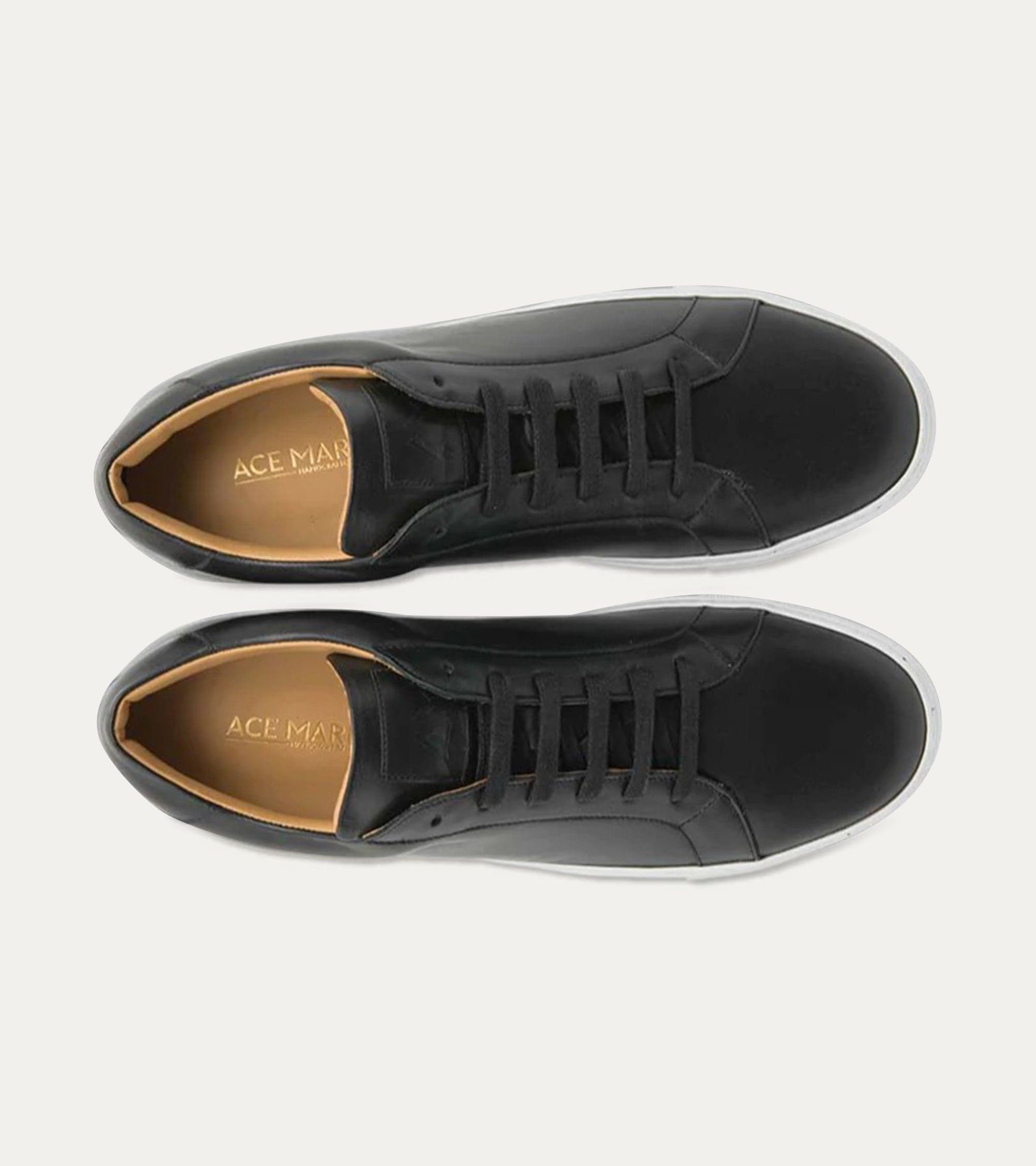 Ace Marks Duke sneakers uomo nere pelle suola bianca