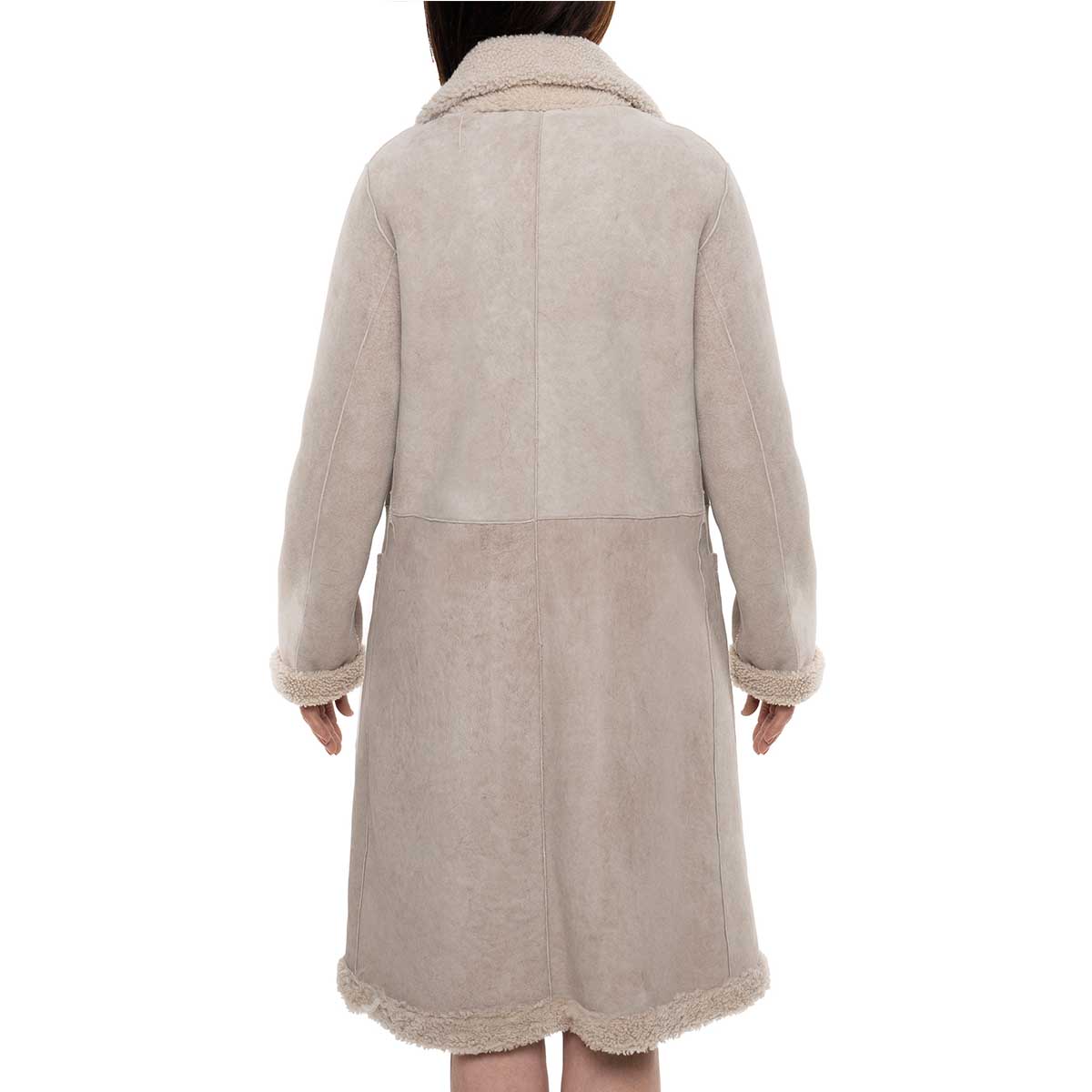 Leonardo Shoes BF-20 Beige Cappotto Donna Montone Reversibile