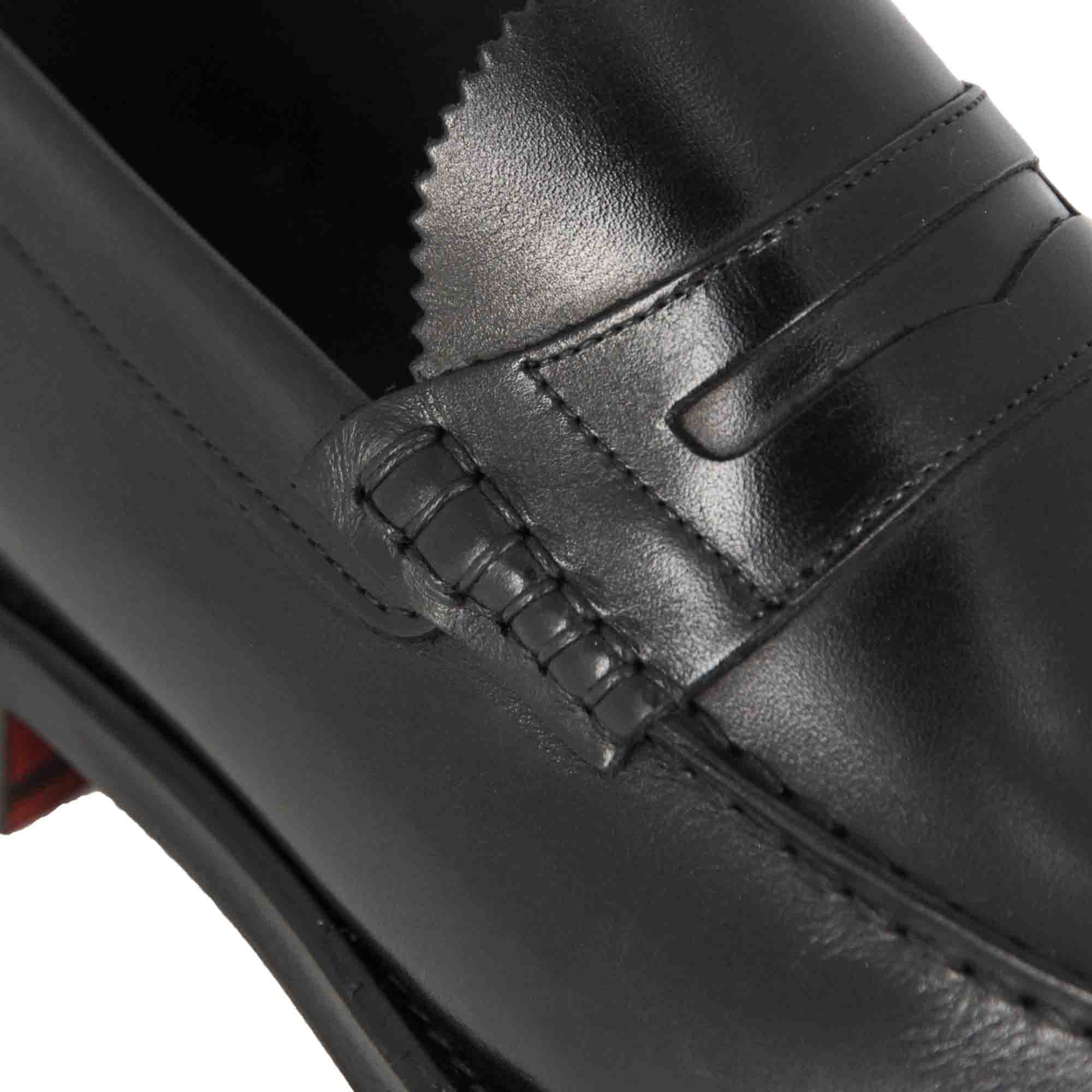 Leonardo Shoes College mocassino uomo pelle nero leone