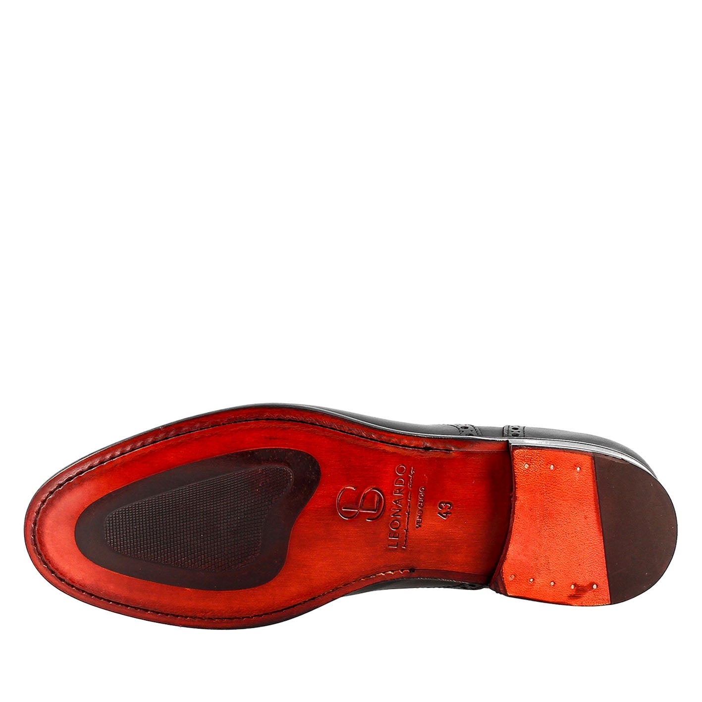 Leonardo Shoes Oxford Semi Brogue Uomo Pelle Nero