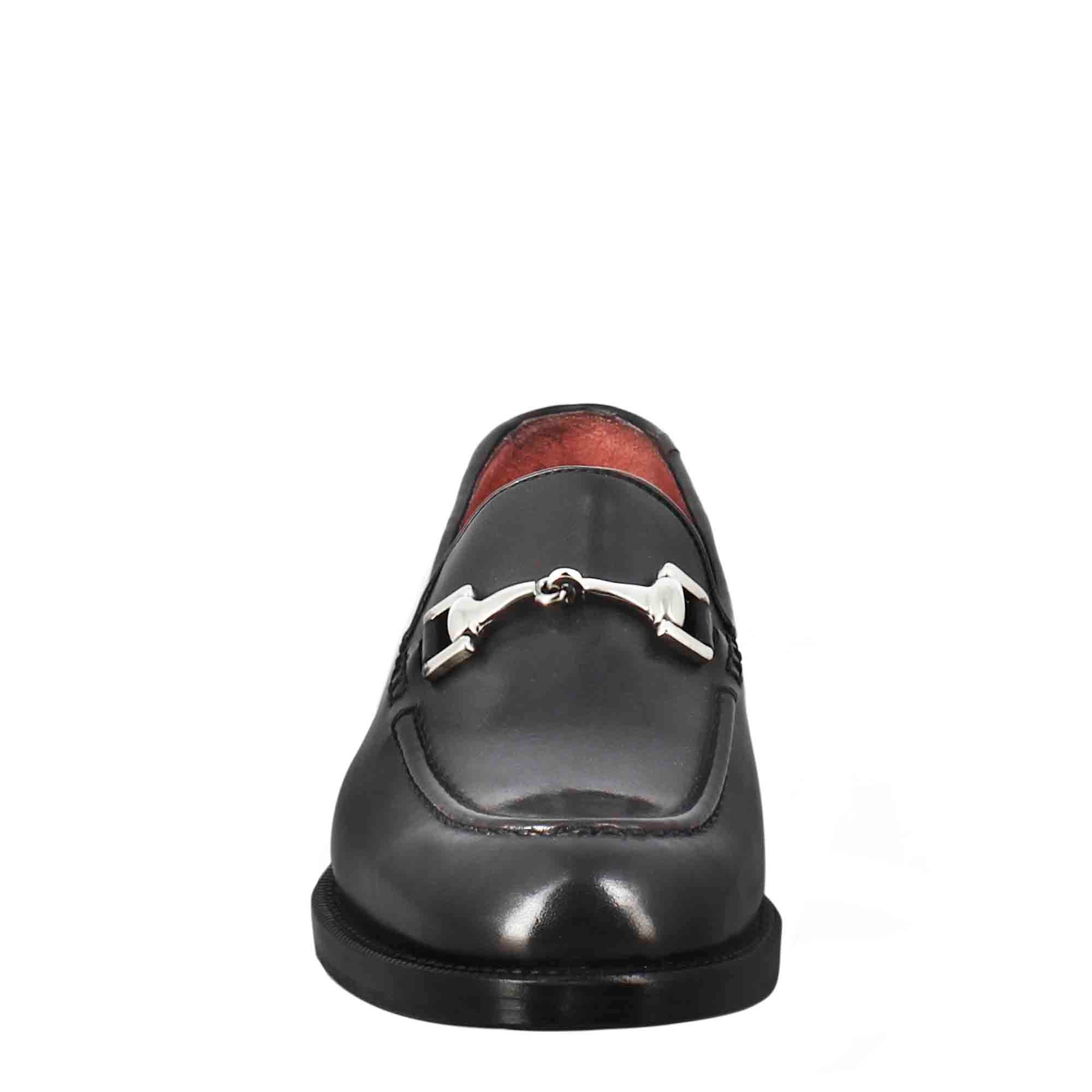 Leonardo Shoes mocassini donna nero pelle fibbia artigianali