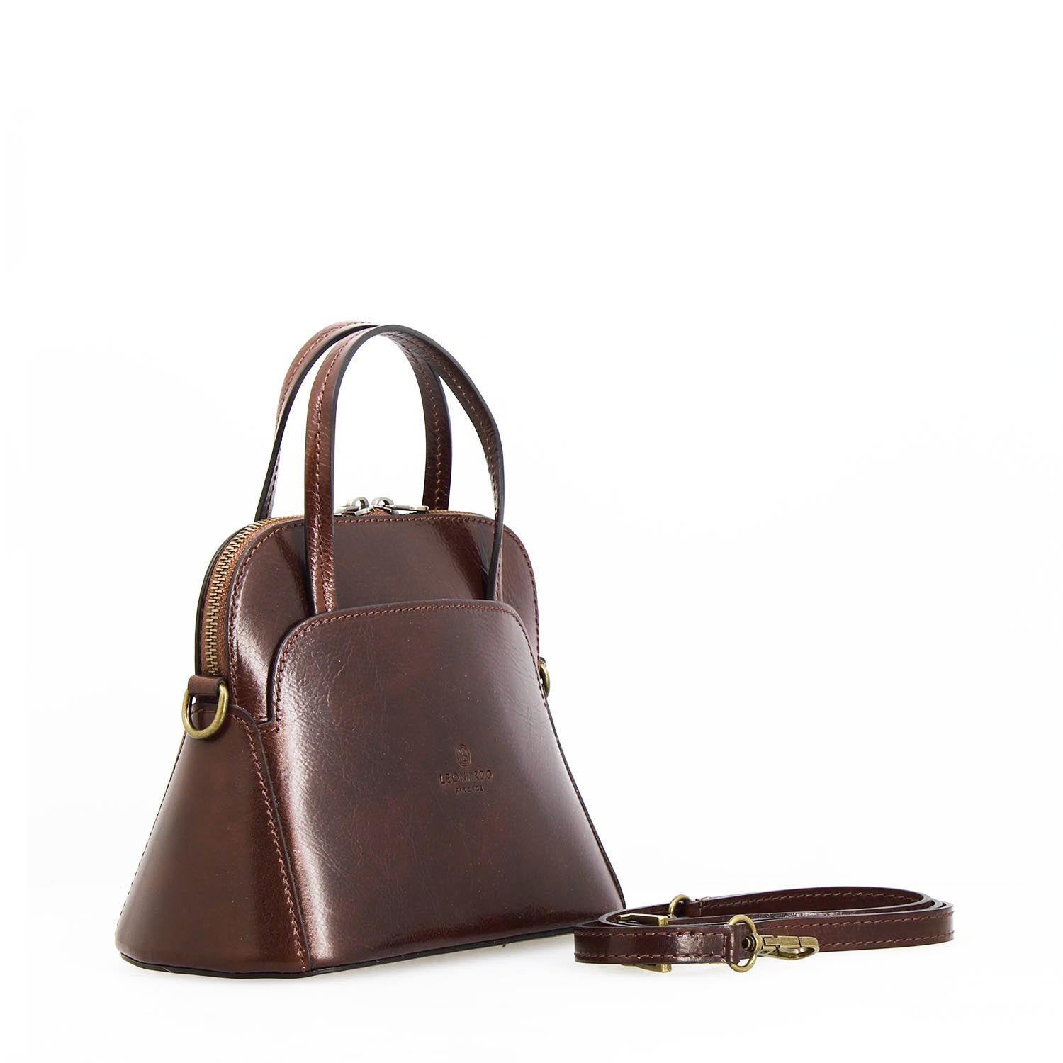 Leonardo Shoes Livia borsa pelle marrone scuro cupola