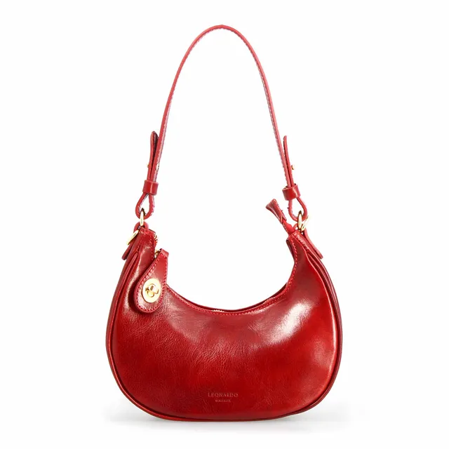 Leonardo Shoes Jane borsa pelle rossa doppia chiusura