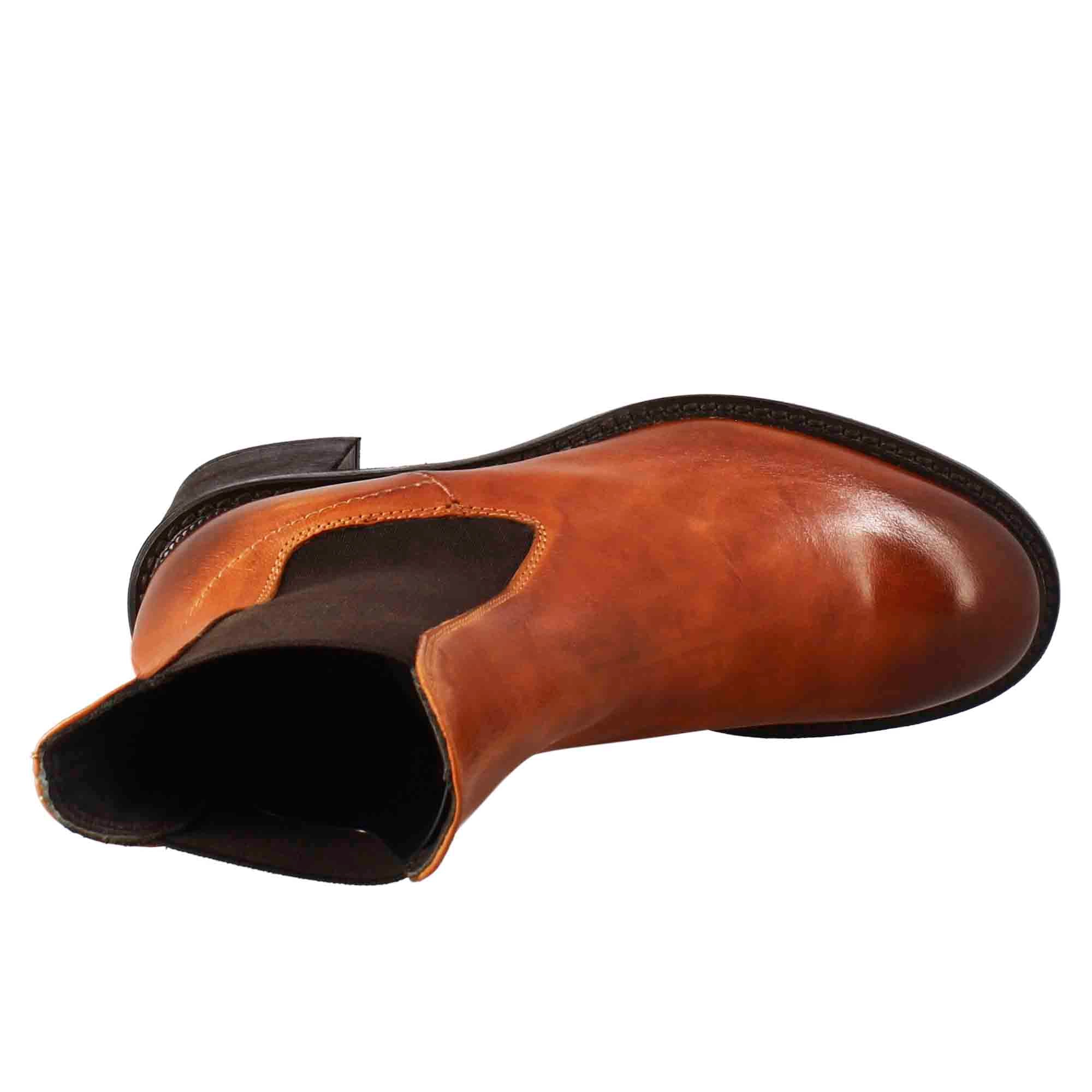 Leonardo Shoes Diver Chelsea Stivaletti Donna Pelle Cuoio
