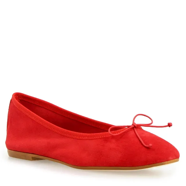 Leonardo Shoes Fiocco ballerina camoscio rosso tacco basso