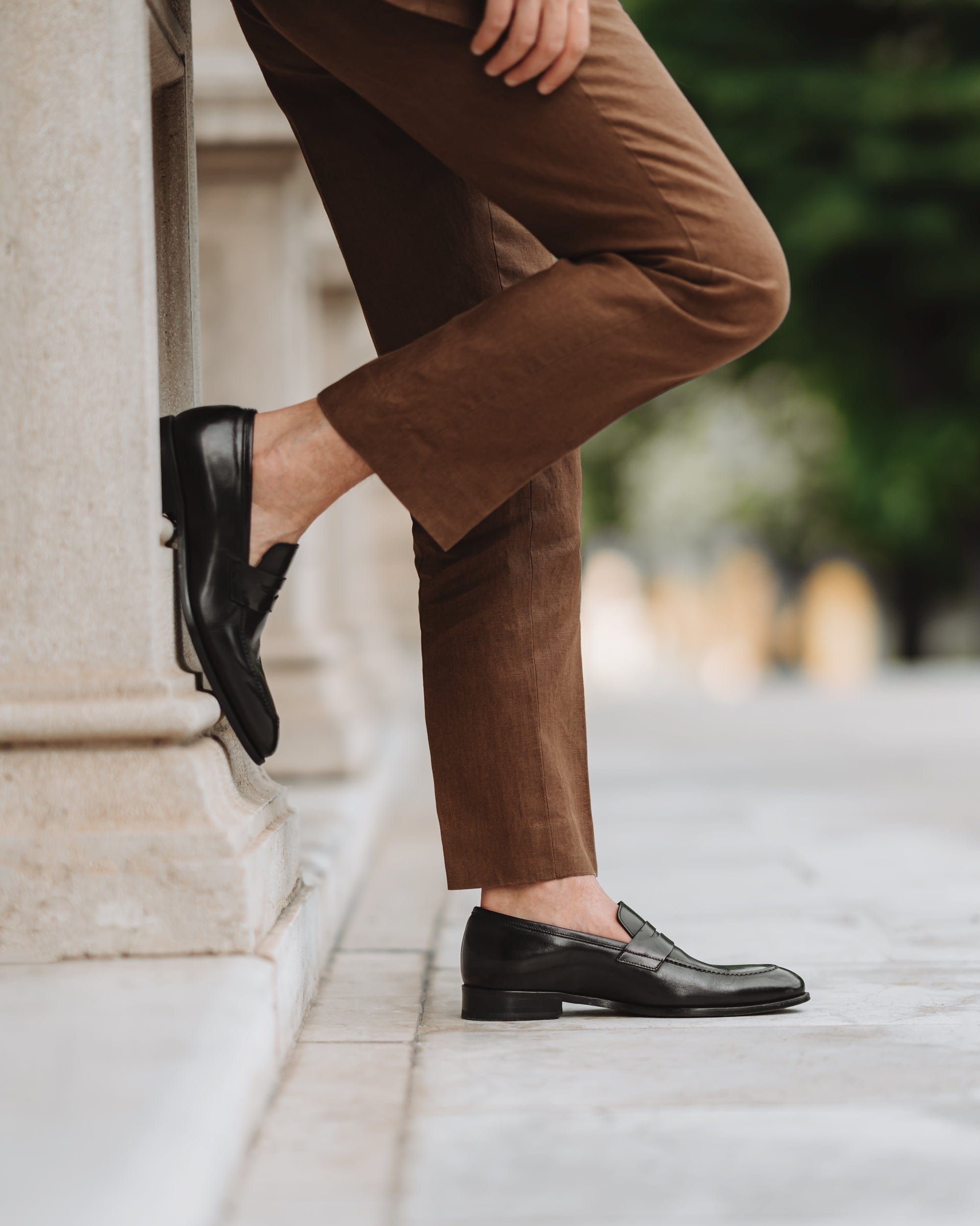 Ace Marks Greg Penny Loafer mocassini uomo neri pelle