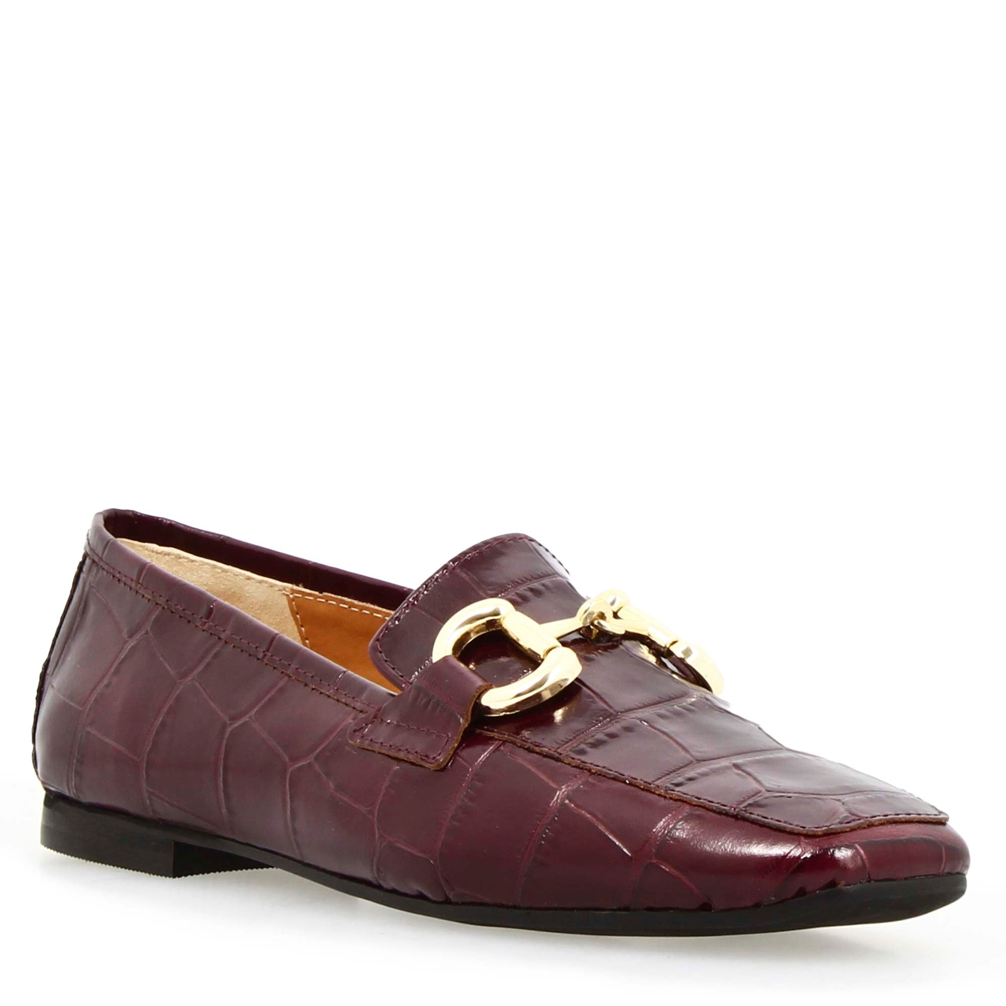 Leonardo Shoes Artemide Mocassino cocco bordeaux morsetto