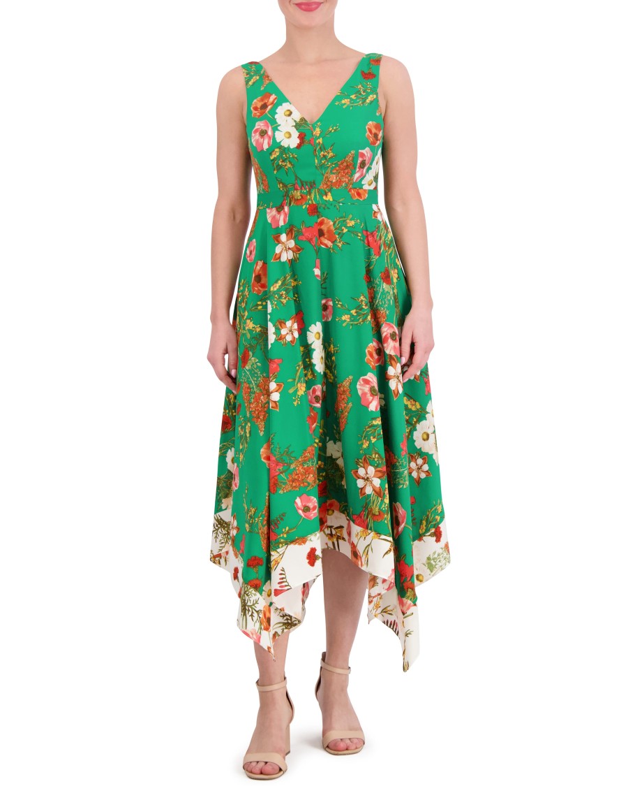 Vince Camuto Abito Petite stampa floreale orlo fazzoletto