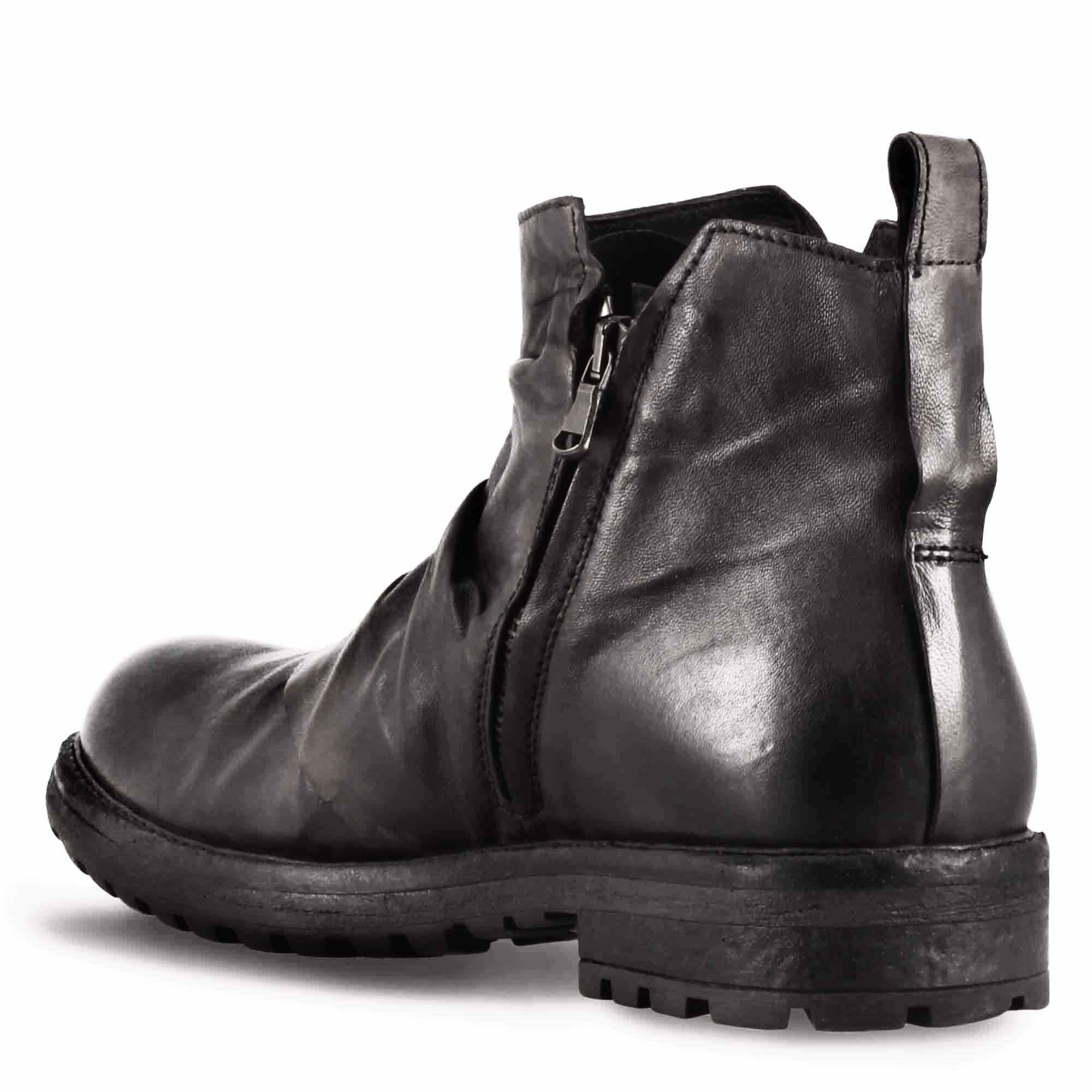 Leonardo Shoes Stivaletti Uomo Pelle Grigio Arricciato