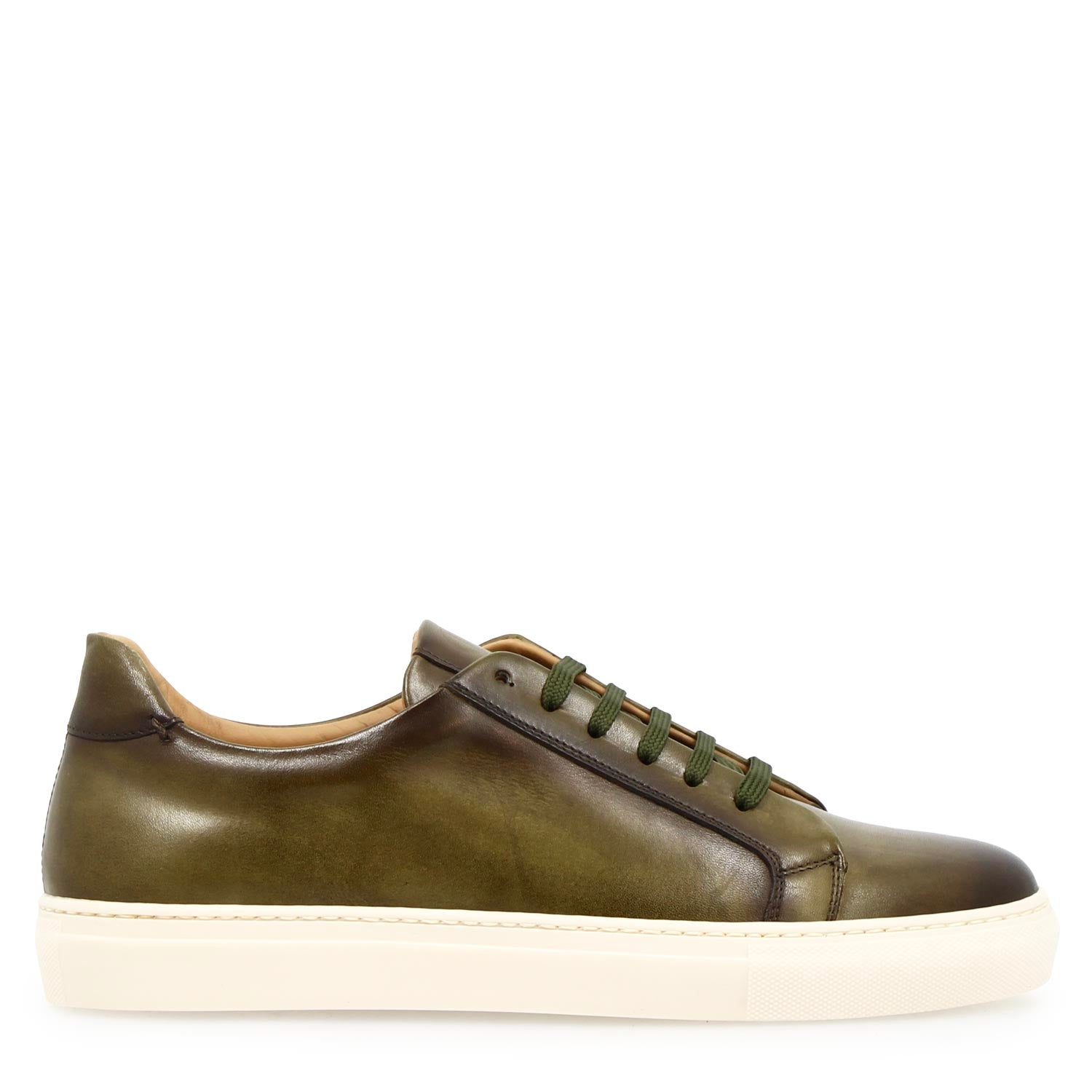 Leonardo Shoes Oreste sneakers uomo pelle verde oliva spazzolata