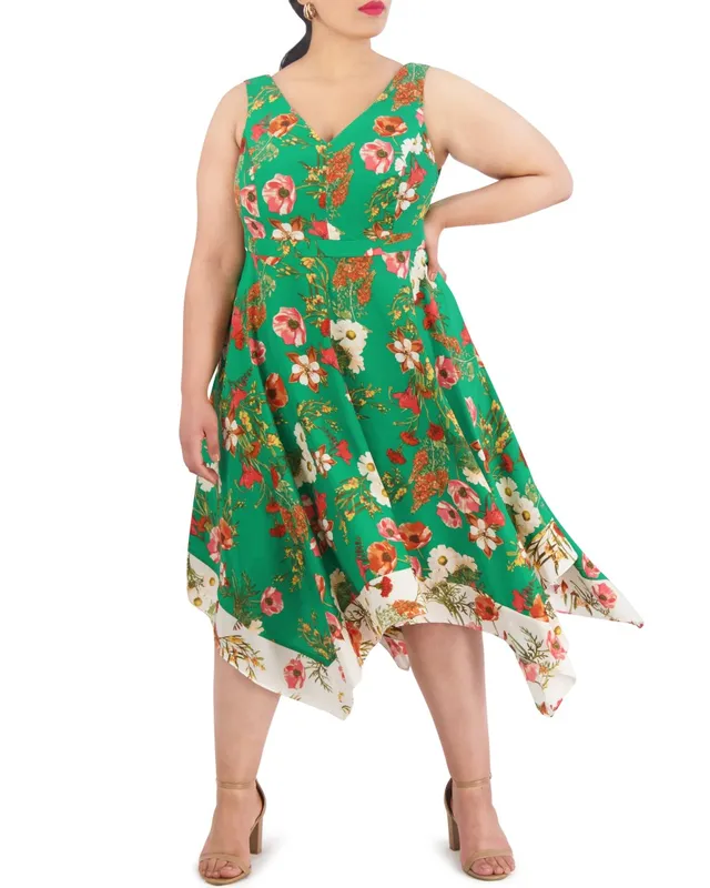 Vince Camuto Abito Floreale Orlo Fazzoletto Donna Curvy