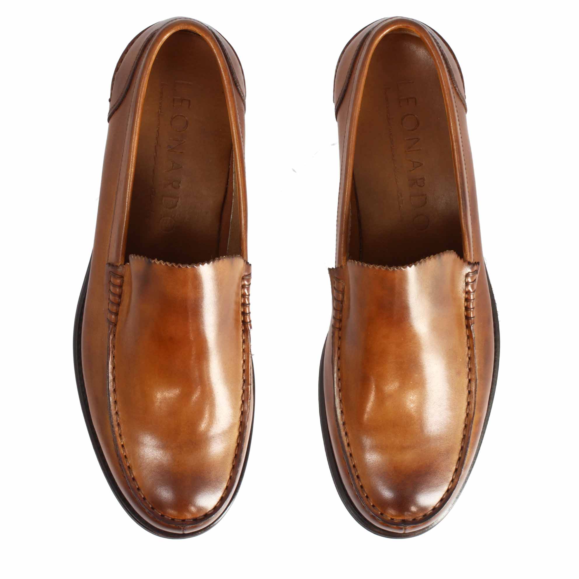 Leonardo Shoes Rialto mocassini uomo pelle marrone 43