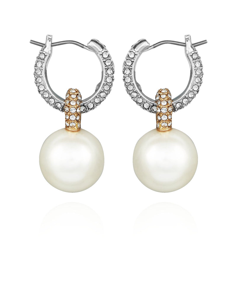 Vince Camuto Due Tono Perla Goccia orecchini a cerchio bicolore