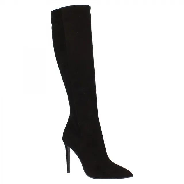 Leonardo Shoes Stivali donna camoscio nero tacco spillo 12 cm