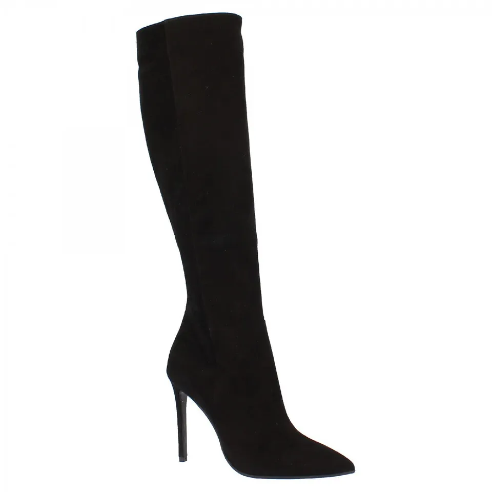 Leonardo Shoes Stivali donna camoscio nero tacco spillo 12 cm