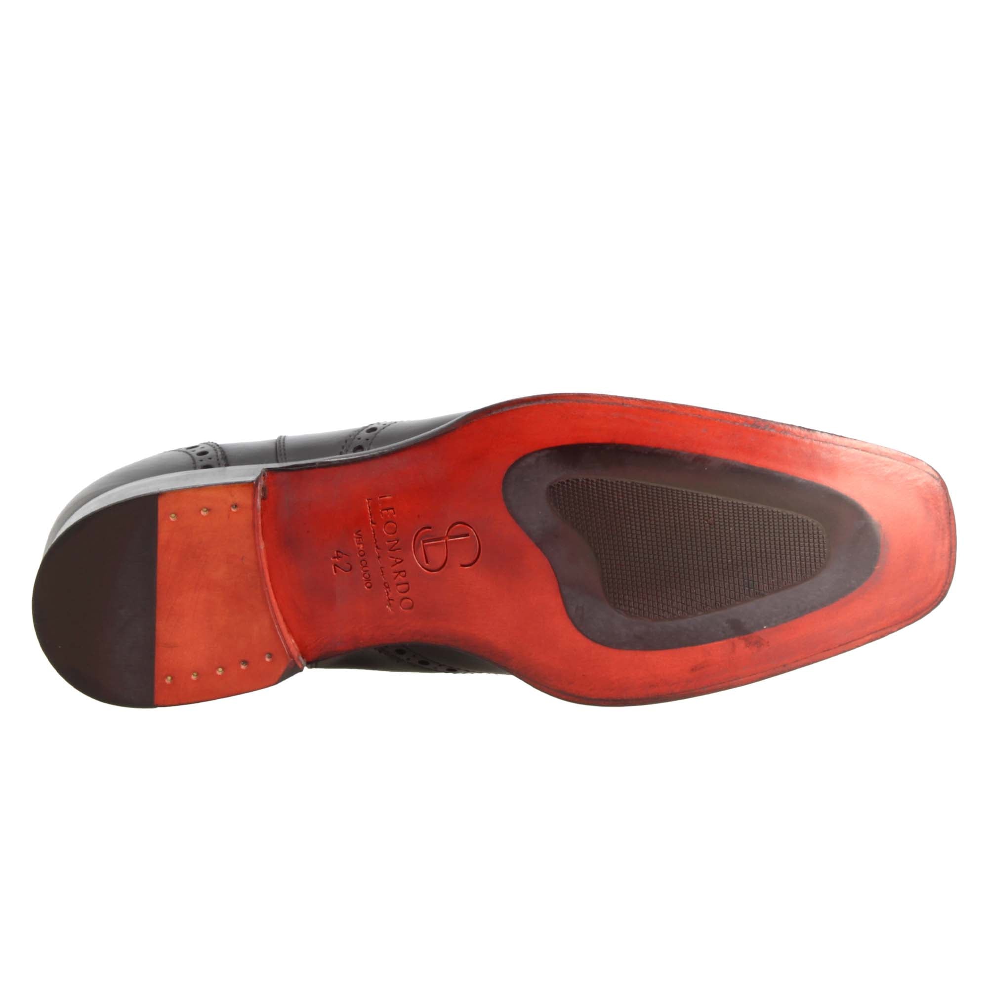 Leonardo Shoes stivaletto chelsea brogue pelle nero