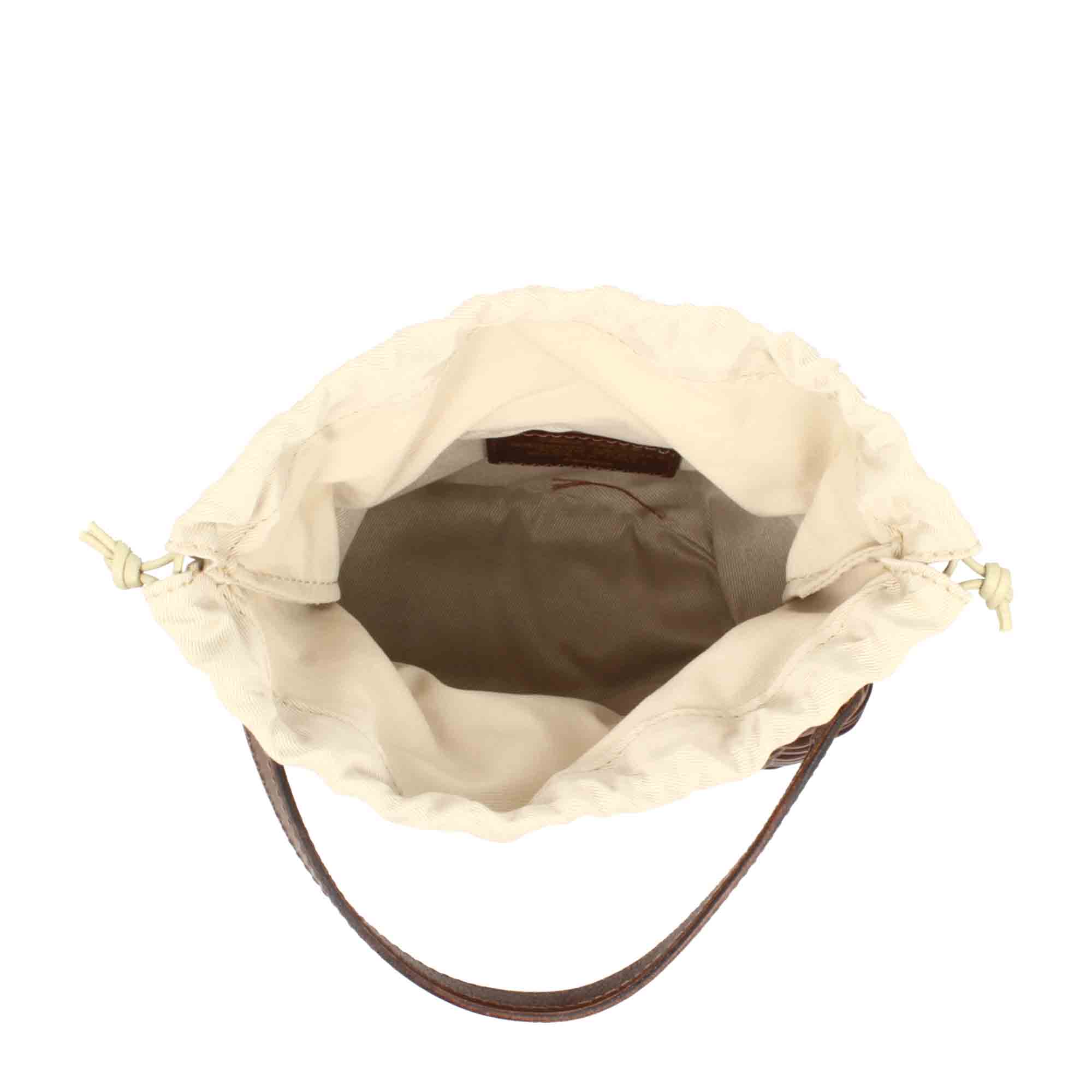 Leonardo Shoes Canestra XS Borsa Pelle Intrecciata Marrone