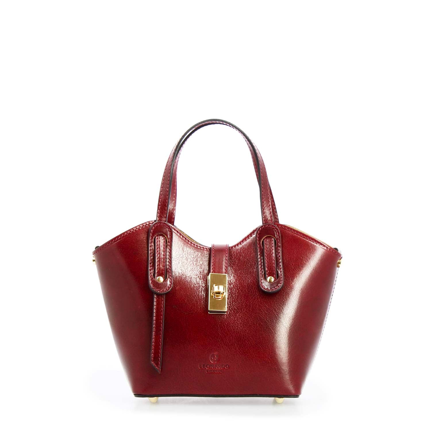 Leonardo Shoes Lisa Borsa Mano Pelle Bordeaux Secchiello