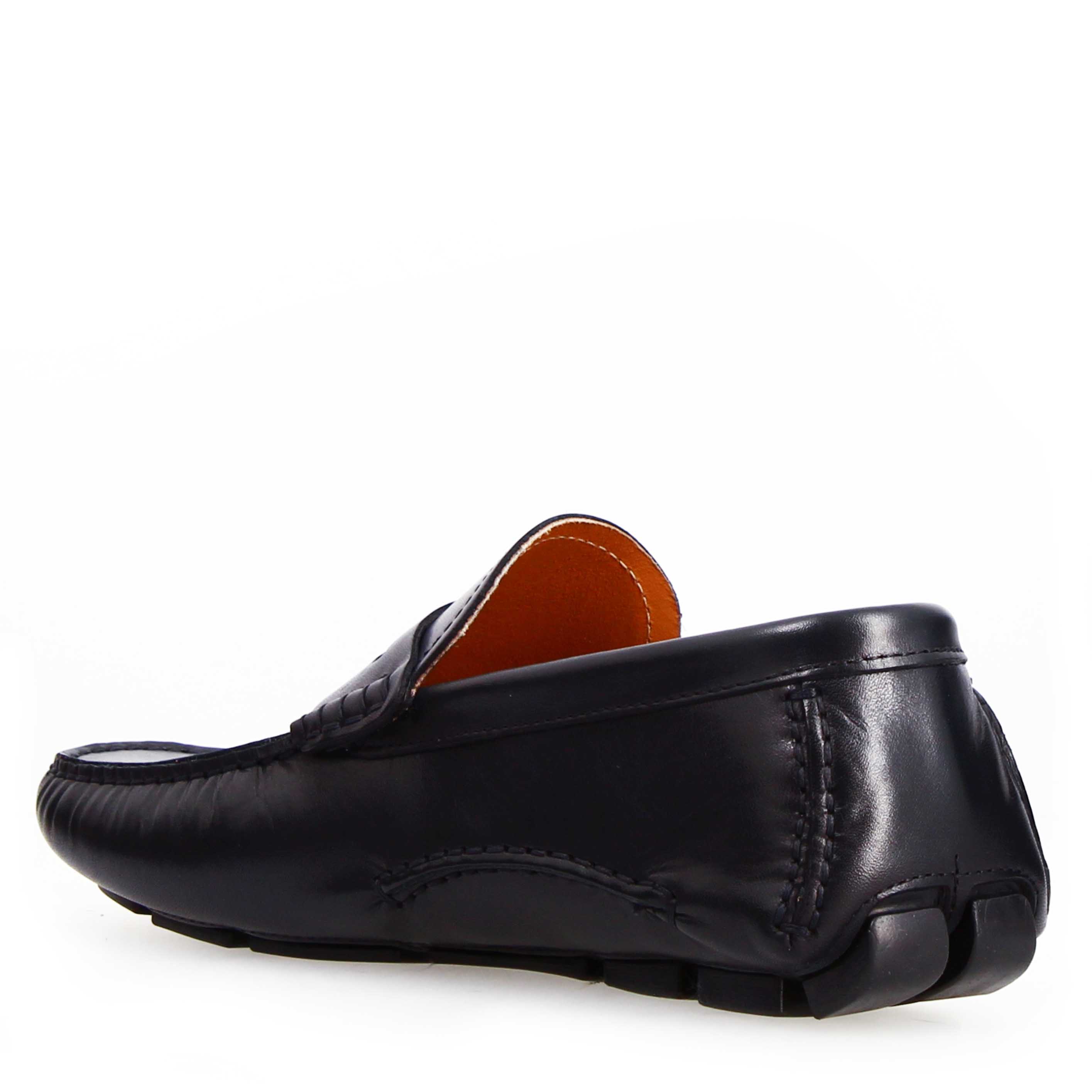 Leonardo Shoes Tiberio mocassini uomo blu pelle liscia