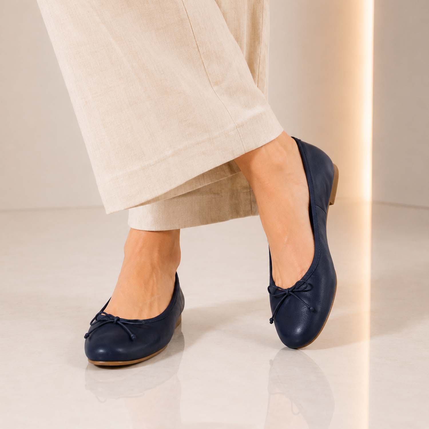Leonardo Ballerine Donna Fiocco ballerina pelle blu scuro