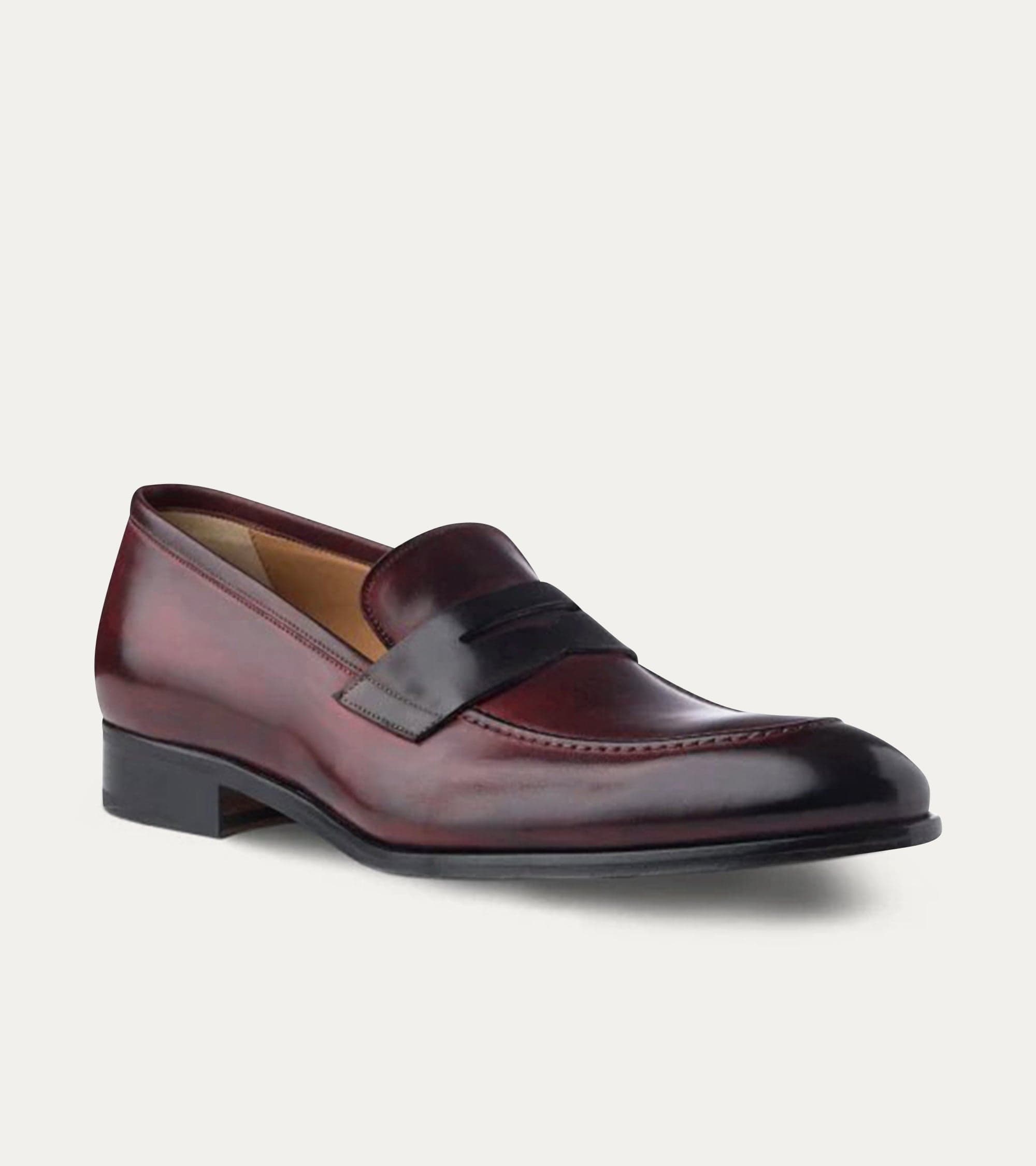 Ace Marks Greg Penny Mocassino Uomo Pelle Bordeaux Grigio