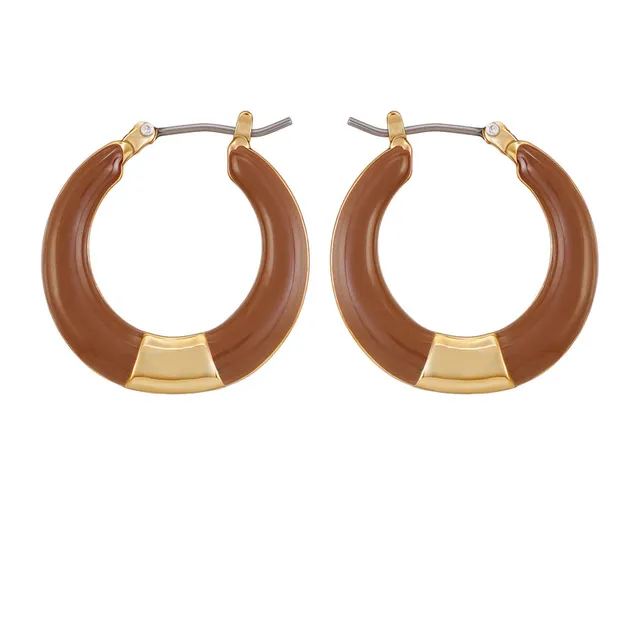 Vince Camuto orecchini cerchio oro smalto marrone