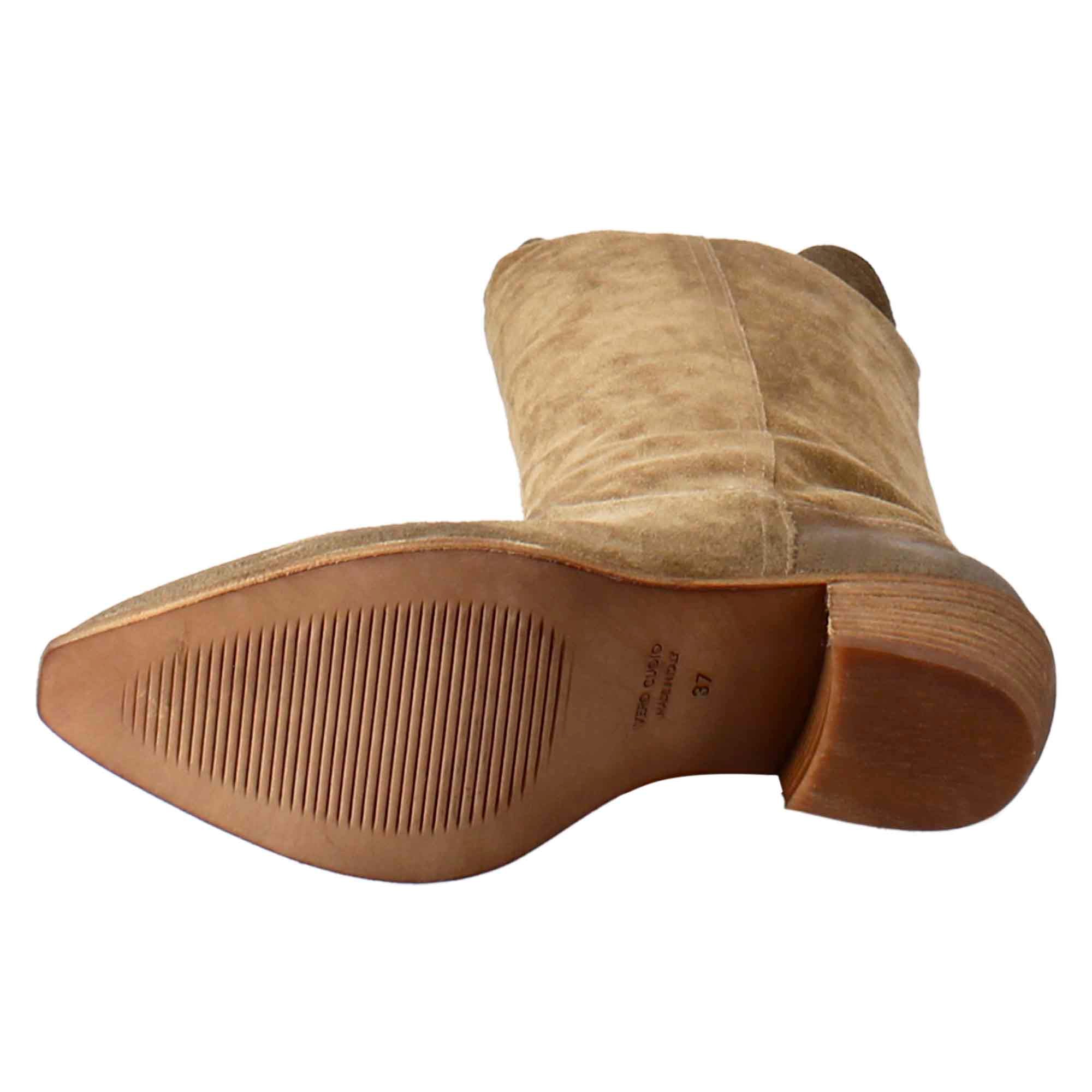 Leonardo Shoes stivali donna tortora camoscio texani alti
