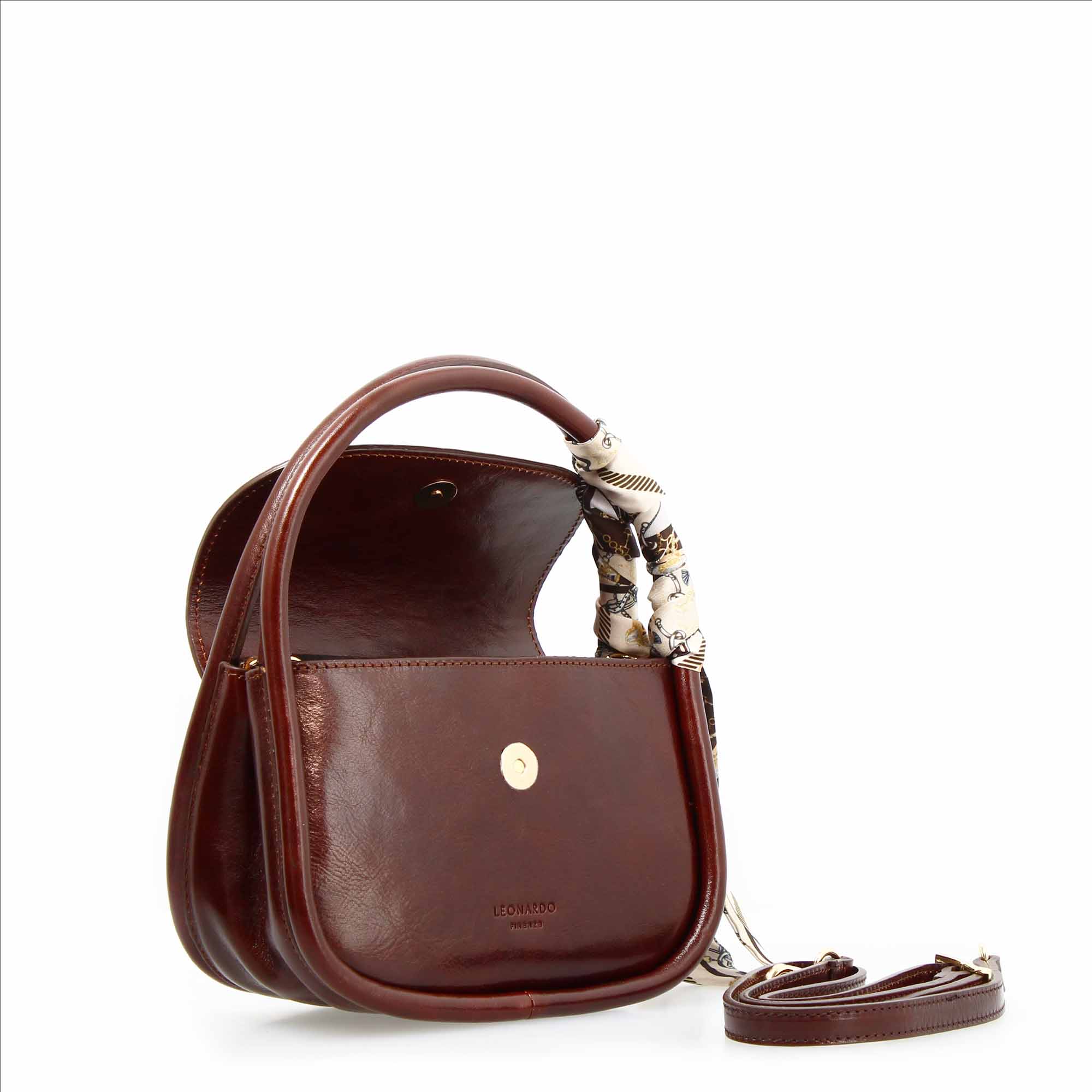Leonardo Shoes Caterina Borsa a Mano Pelle Marrone Tracolla