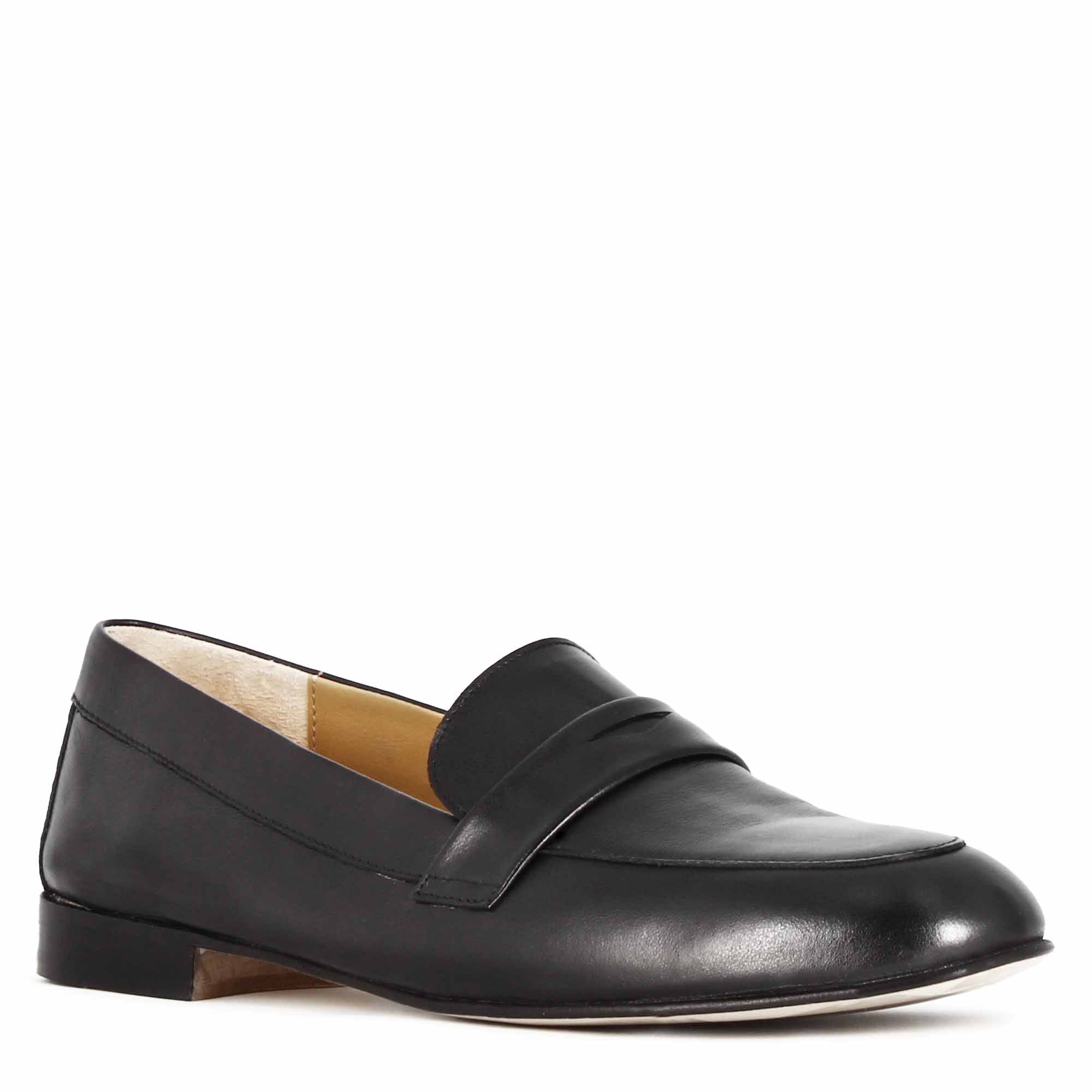 Leonardo Shoes Mocassini Donna nero classico pelle suola cuoio