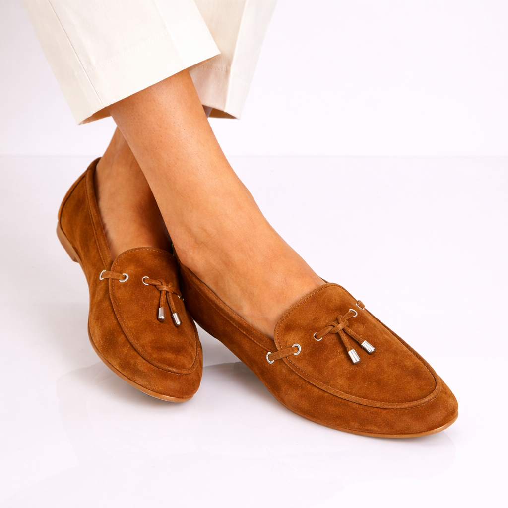 Leonardo Arsilia Mocassino donna camoscio marrone leggero