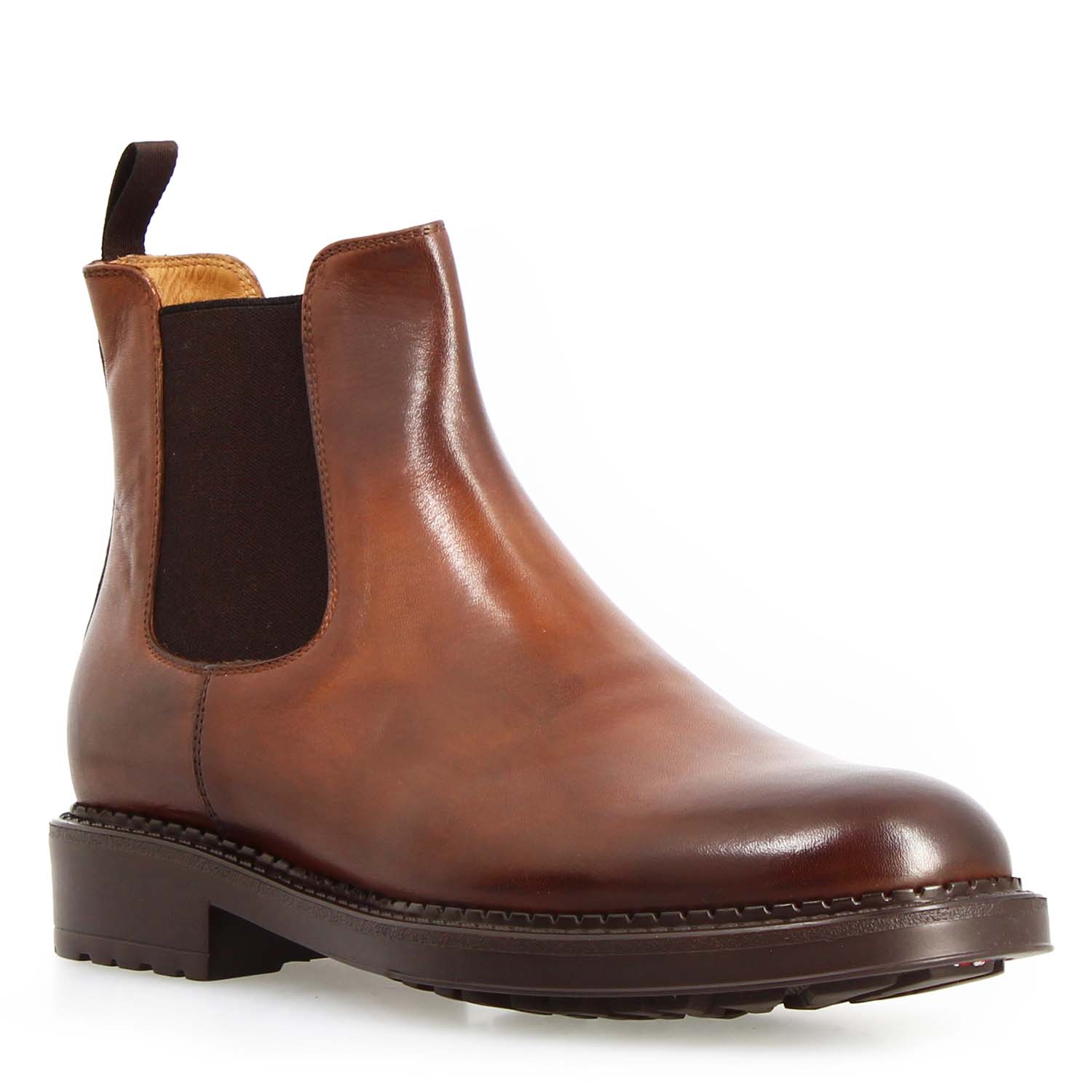 Leonardo Shoes Agusto Chelsea uomo pelle marrone suola Wearlight