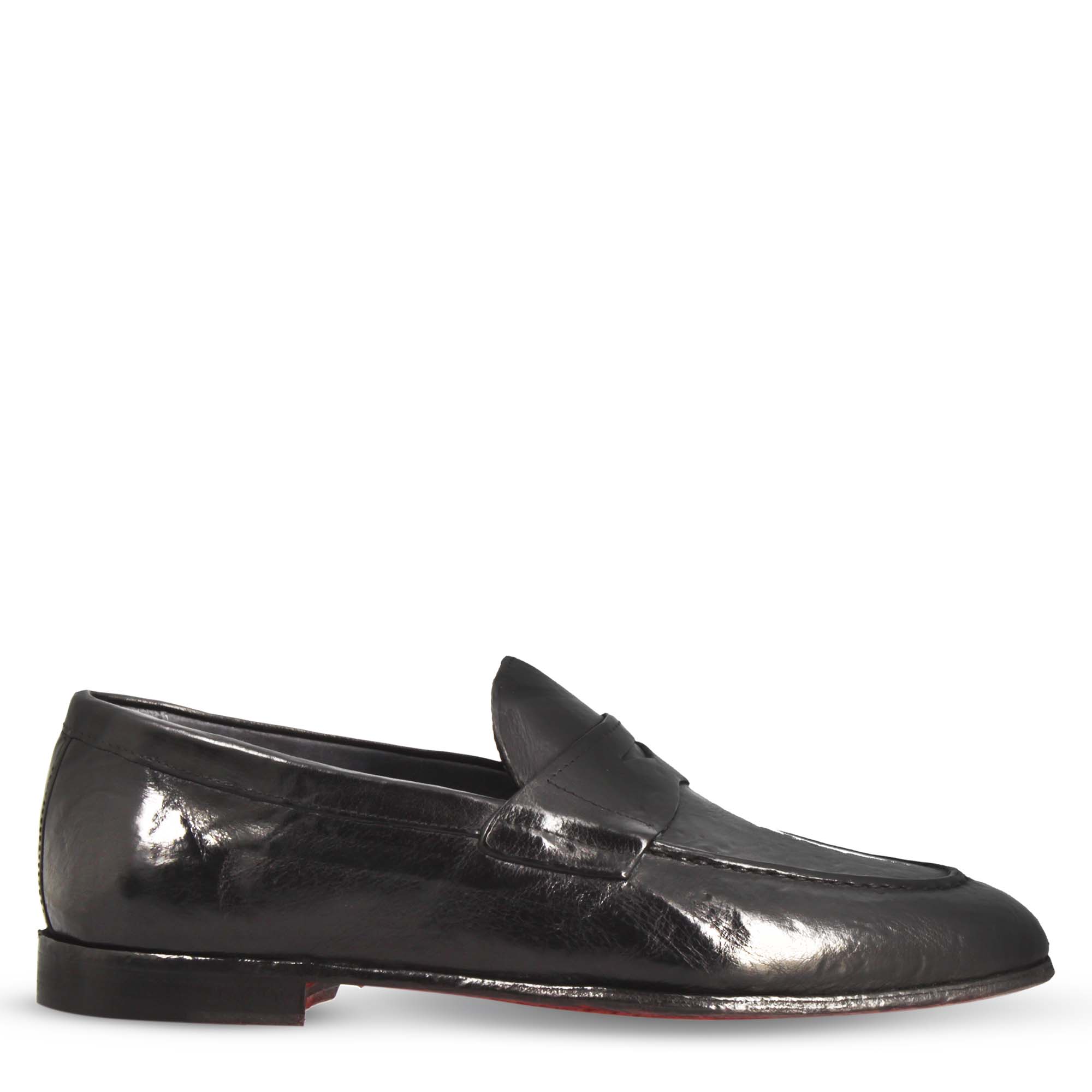 Leonardo Shoes Navona Buf mocassino uomo pelle nero