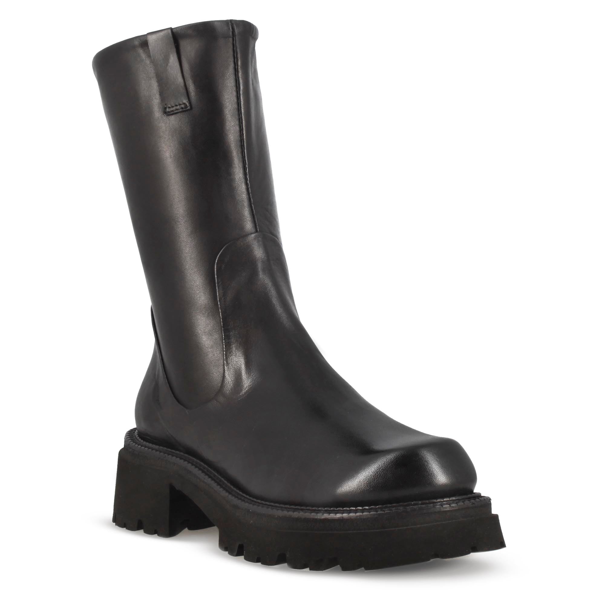 Leonardo Shoes Stivali Donna stivaletto nero vera pelle gomma