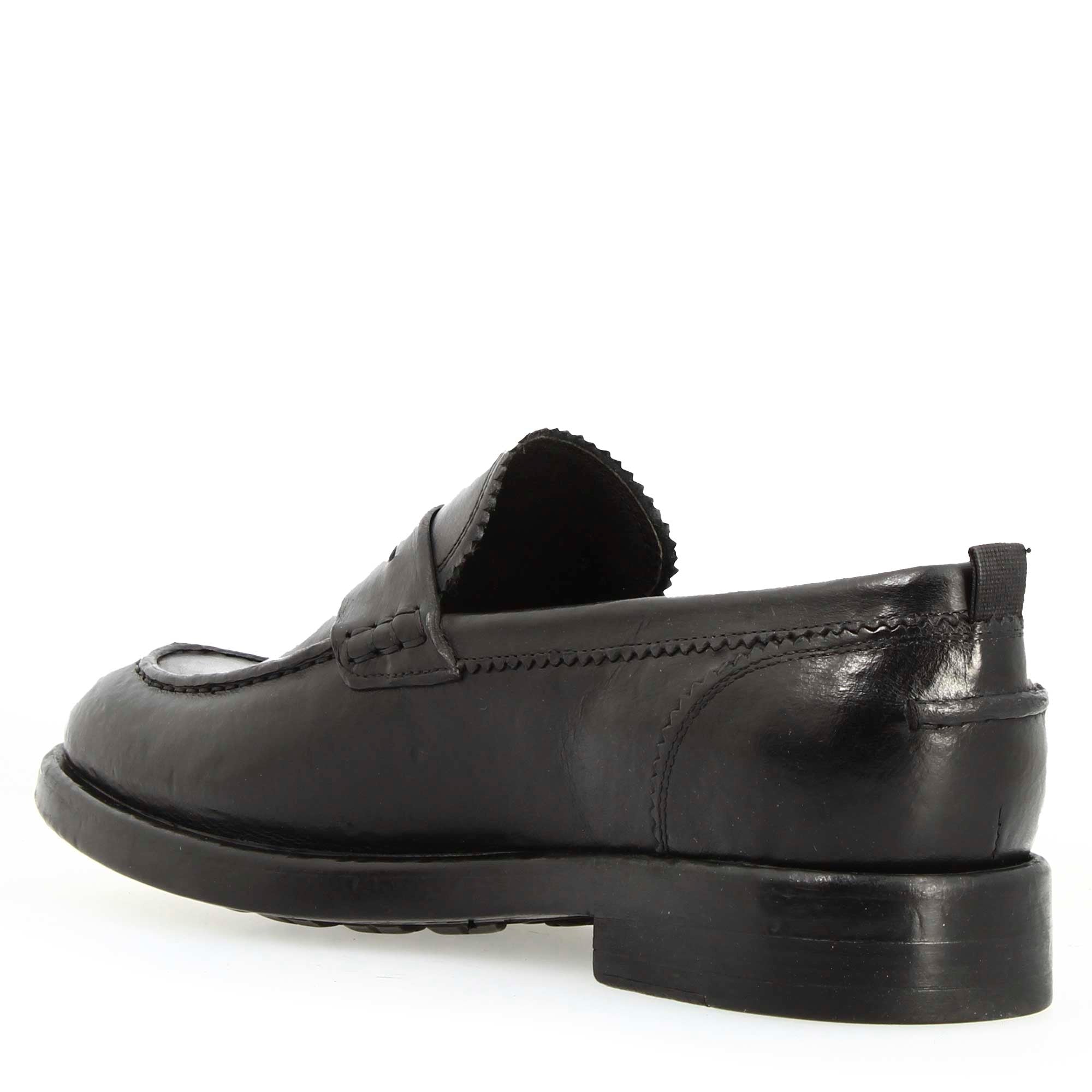Leonardo Shoes Mocassini Uomo Tevere college Nero pelle bufalo
