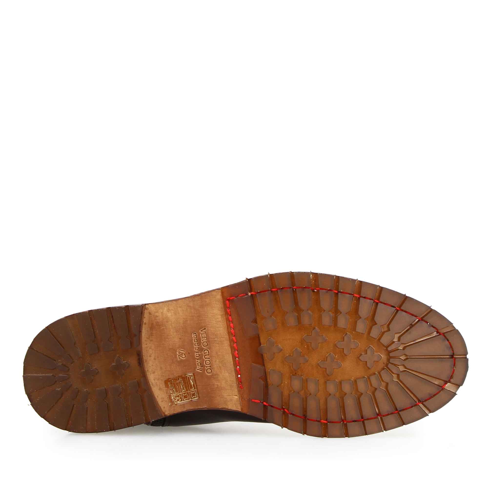 Leonardo Shoes Enea Stivaletti Uomo Marrone Scuro Zip