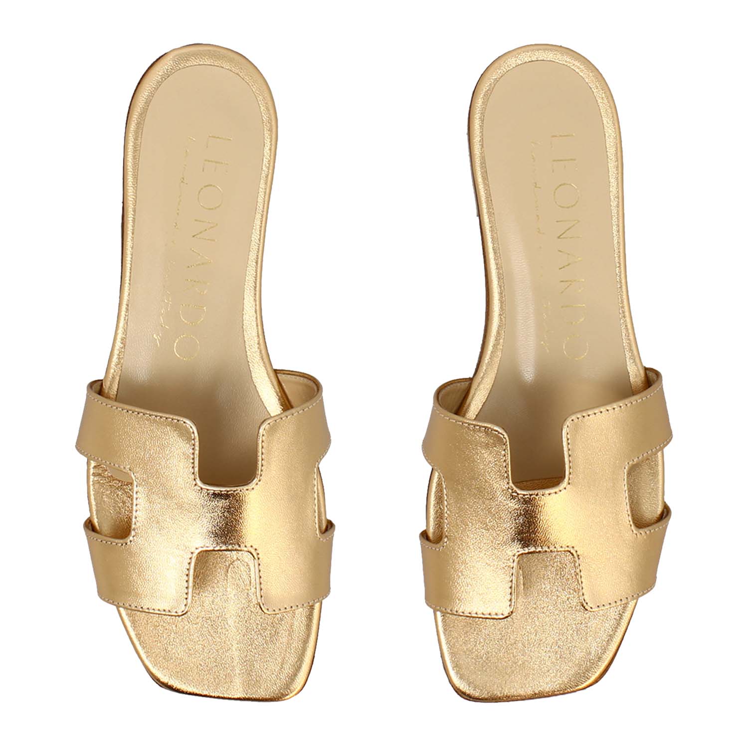 Leonardo Shoes Harmony sandali donna pelle oro tacco 1 cm