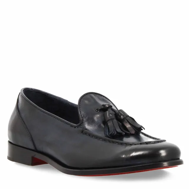 Leonardo Shoes Appia Blu mocassini donna pelle blu nappine
