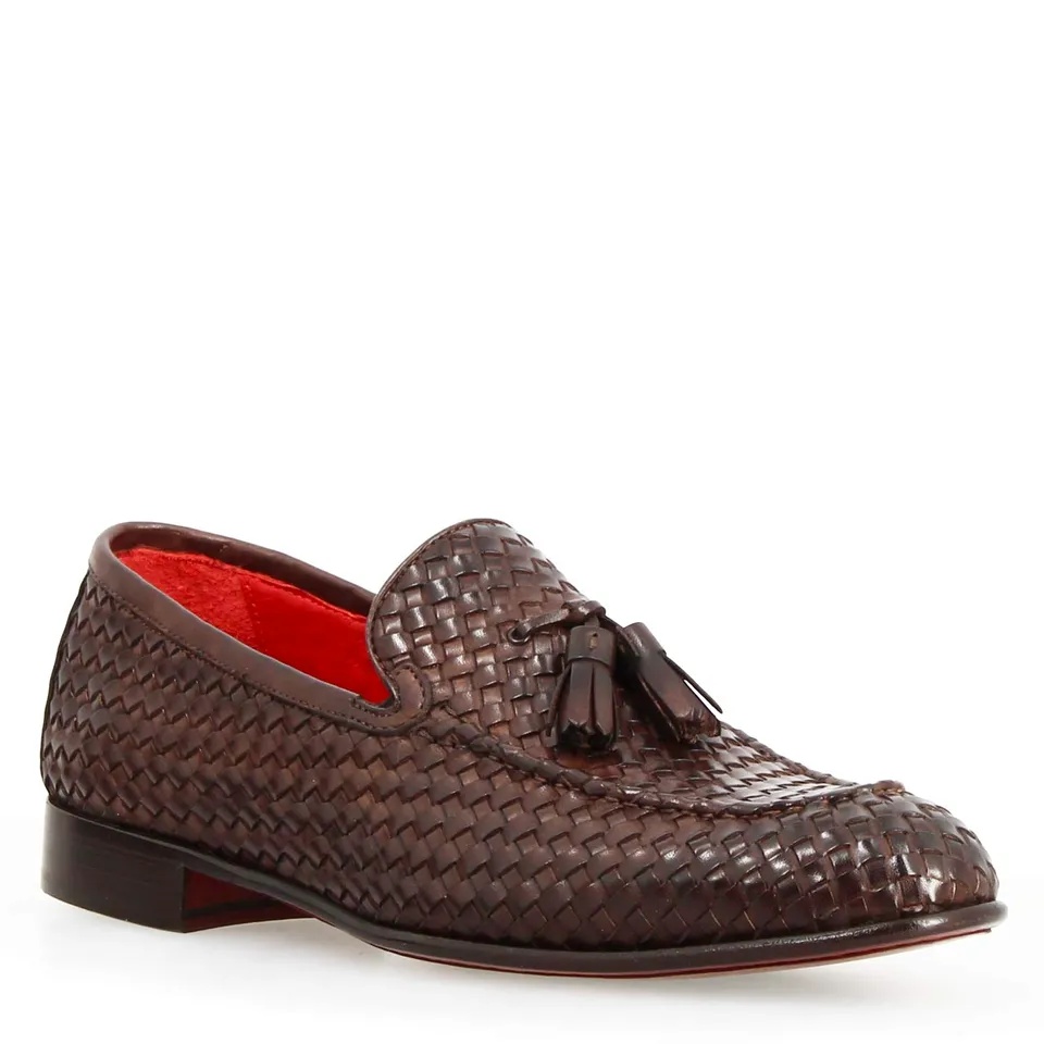 Leonardo Shoes Novello mocassino uomo pelle moro nappine