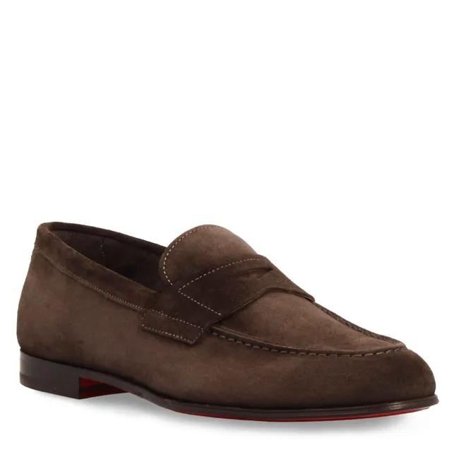 Leonardo Shoes Navona C mocassini uomo marrone scamosciato