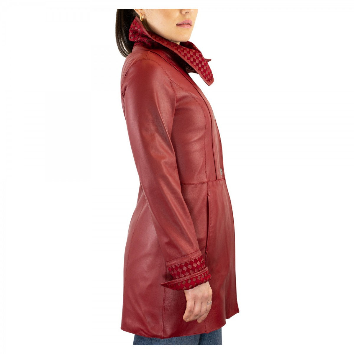 Leonardo Giacca pelle donna reversibile renna rosso