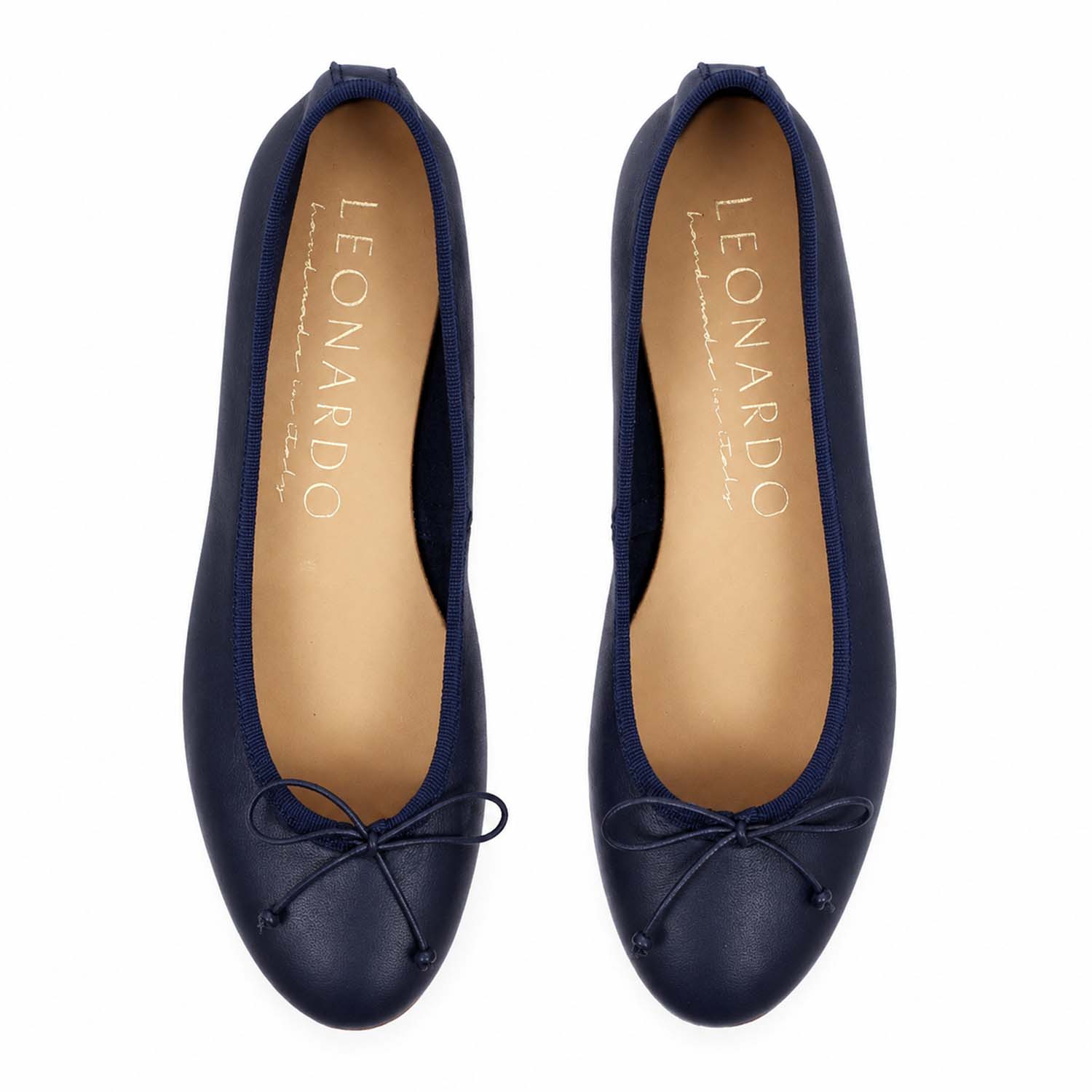 Leonardo Ballerine Donna Fiocco ballerina pelle blu scuro