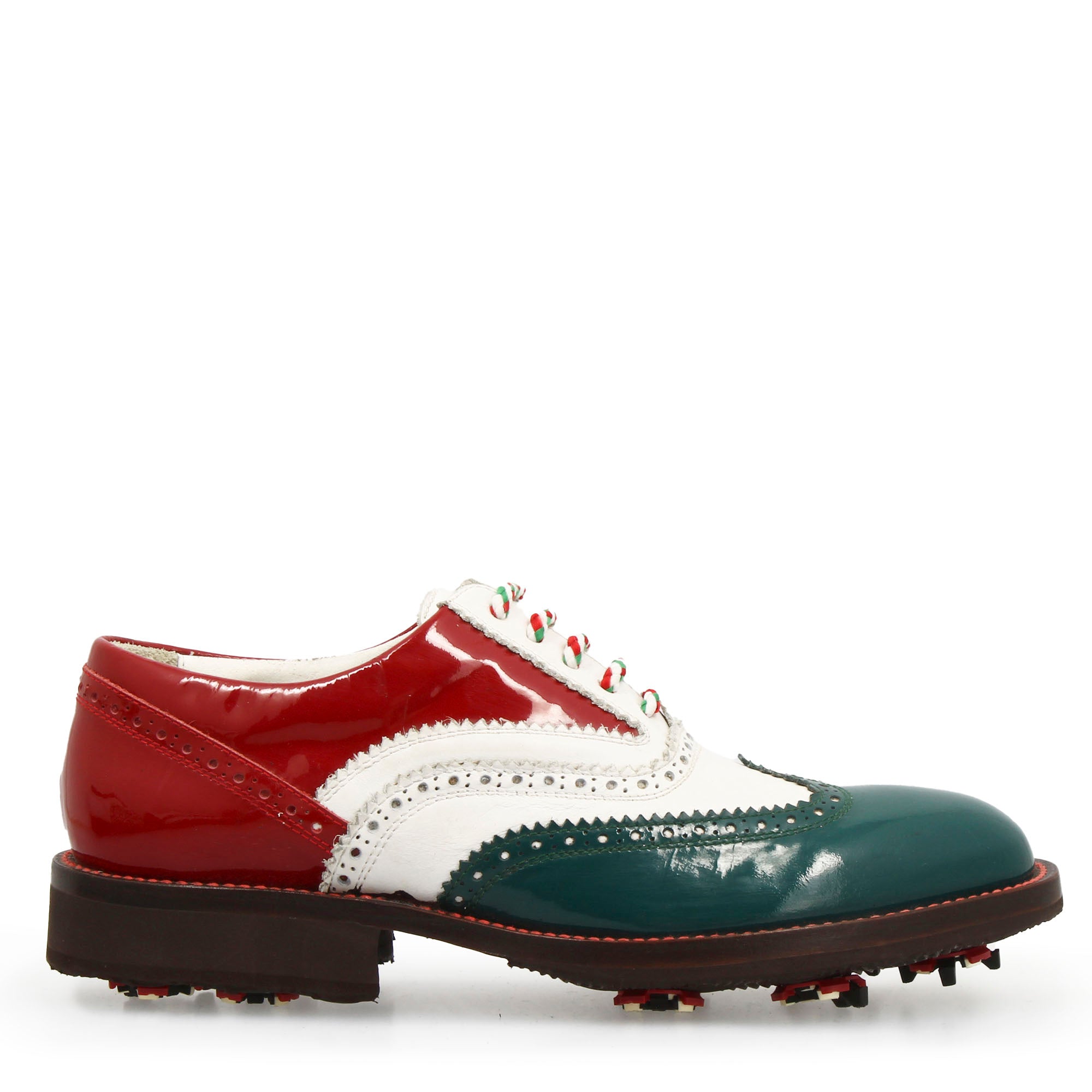 Leonardo Shoes Golf Calzature scarpe golf bianco tricolore pelle