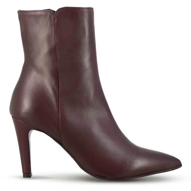 Leonardo Shoes Stivali Donna stivaletto bordeaux pelle tacco 9 cm
