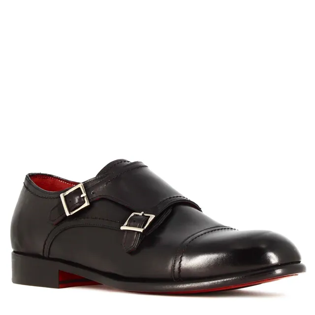 Leonardo Shoes francesine uomo doppia fibbia nere