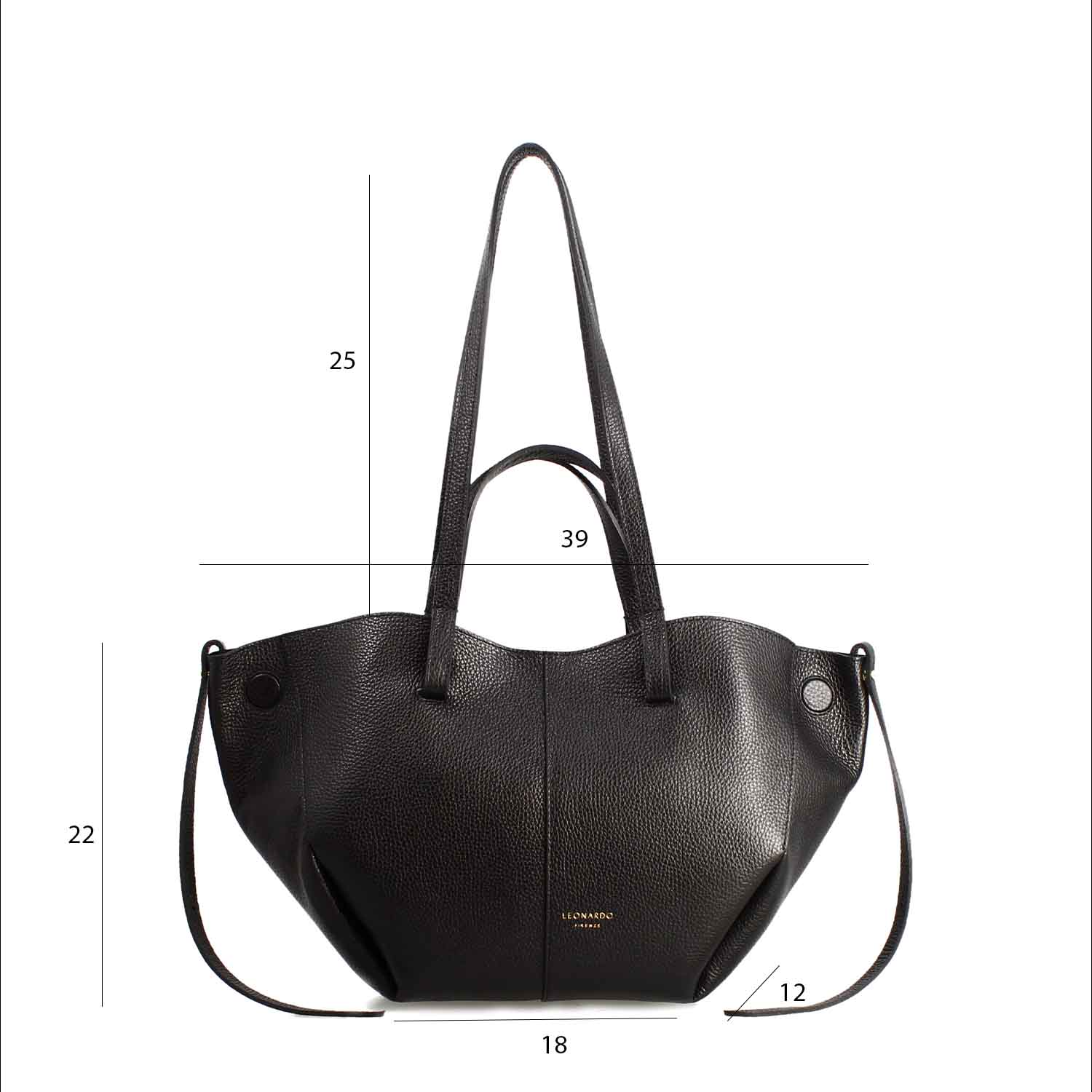 Leonardo Shoes Majestic M shopper pelle nera media