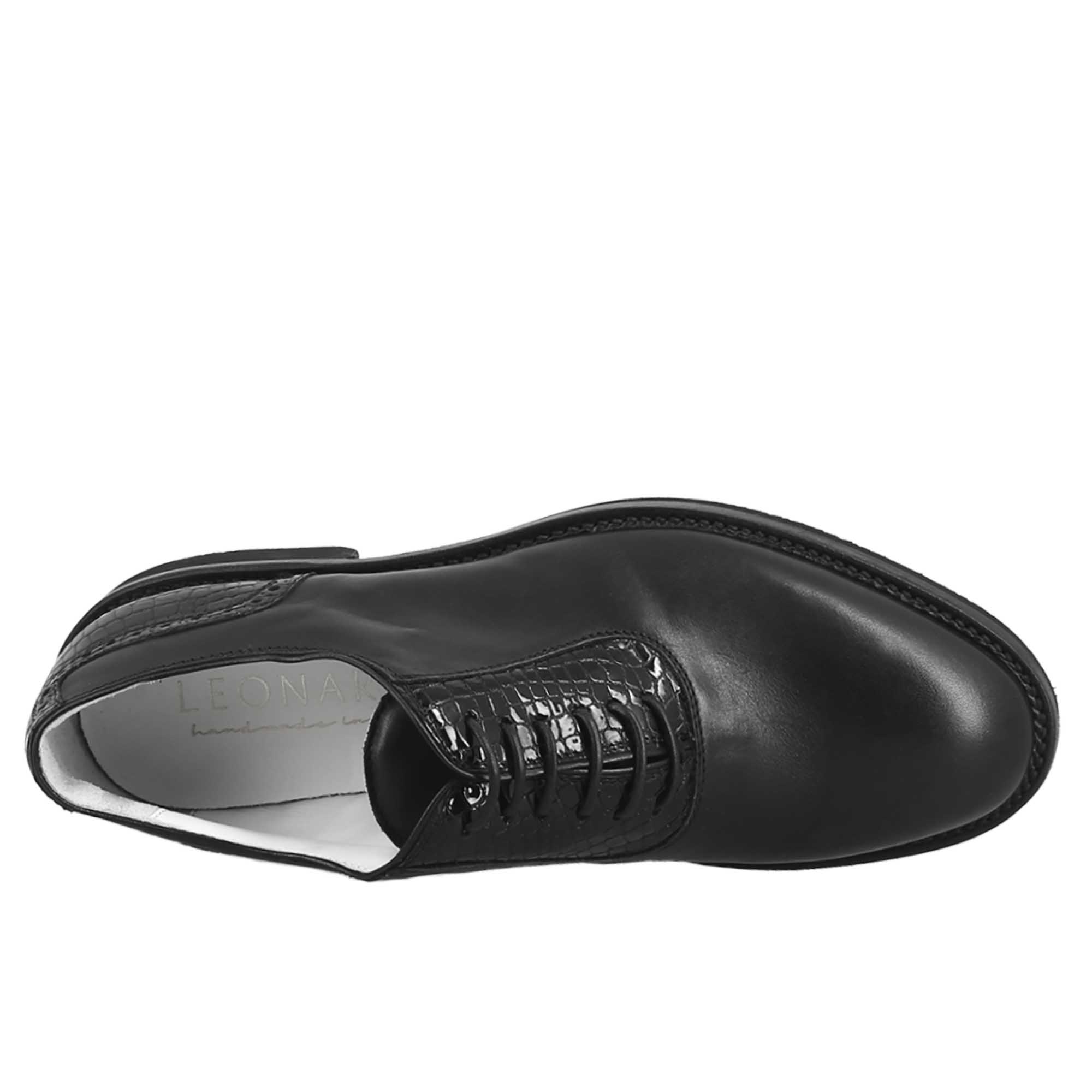 Leonardo Shoes Golf Scarpe da Golf Pelle Nero Punta Liscia