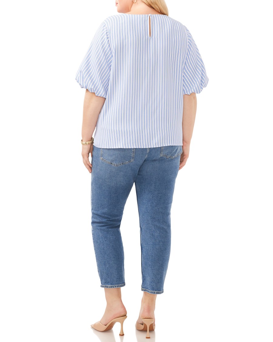 Vince Camuto Camicetta Righe Maniche a Sbuffo Taglie Forti