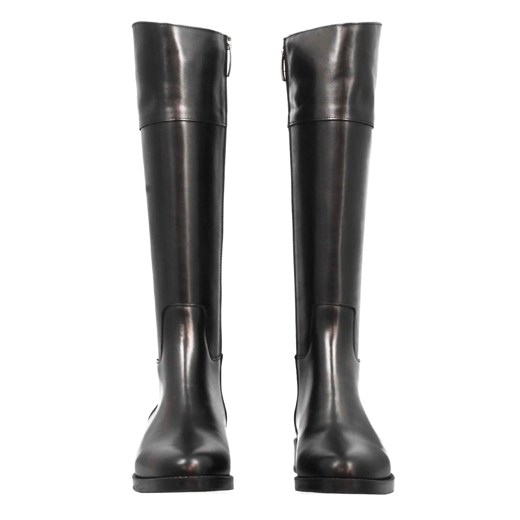 Leonardo Shoes Palatina stivale donna pelle nero ginocchio