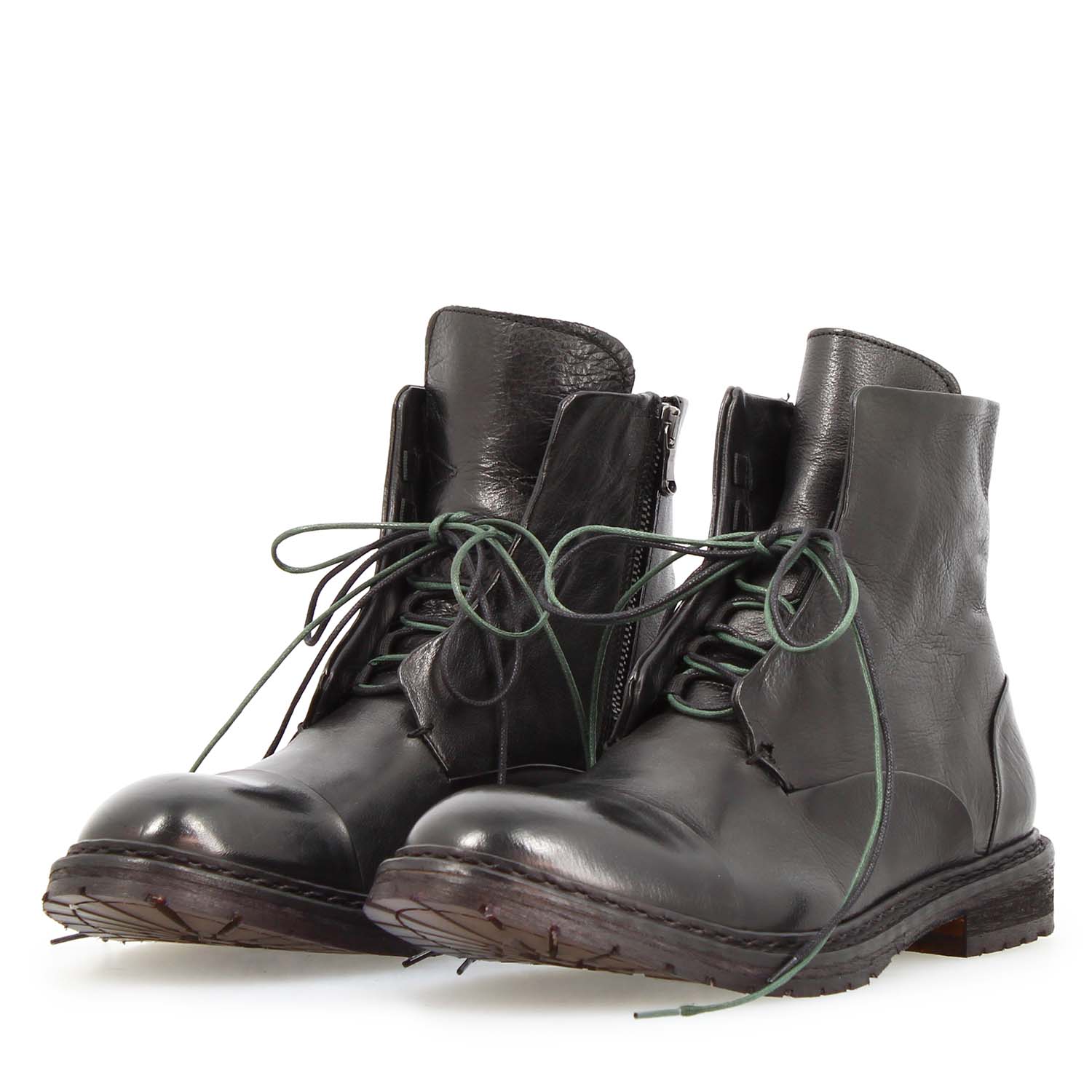 Leonardo Shoes Febo stivaletto uomo pelle nera zip